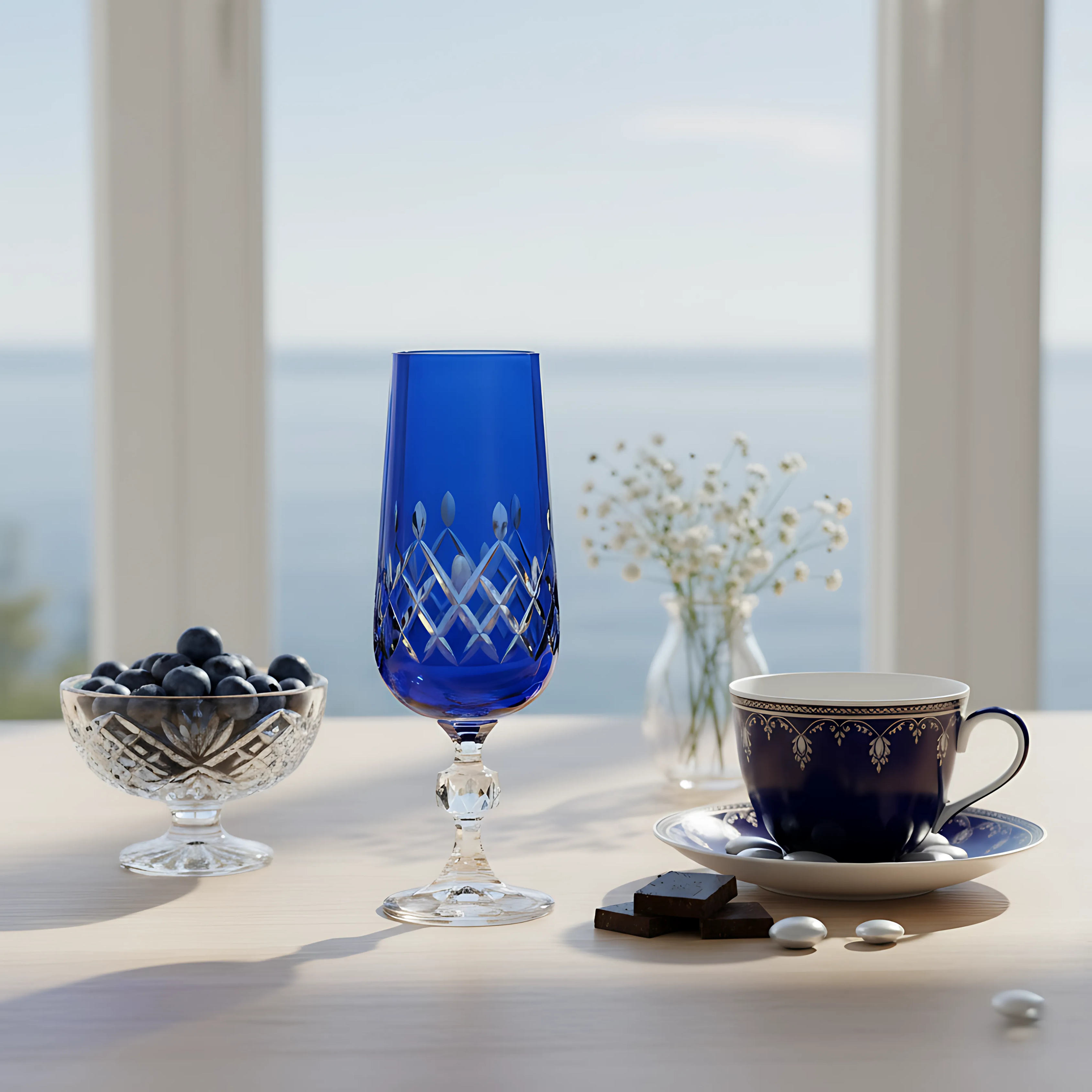 Aria Cut Crystal Champagne Flutes - Set Of 2 - Margerie Crystal USA