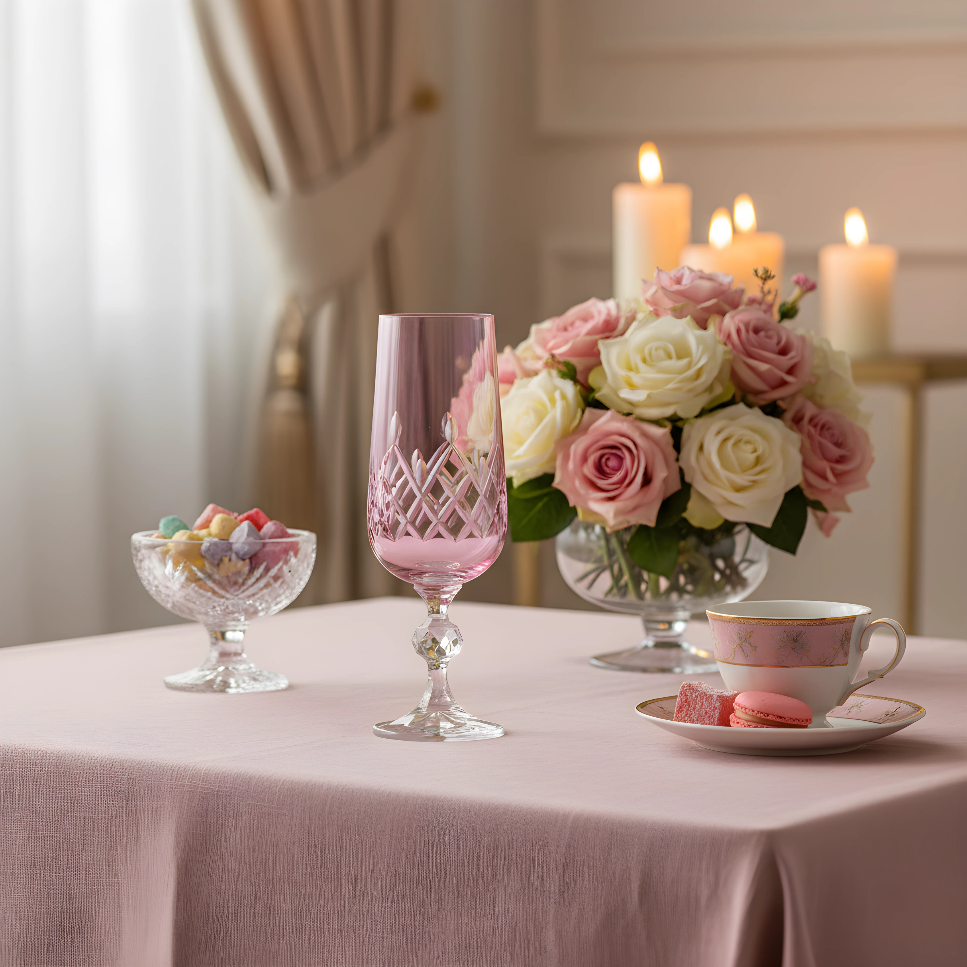 Aria Cut Crystal Champagne Flutes - Set Of 2 - Margerie Crystal USA