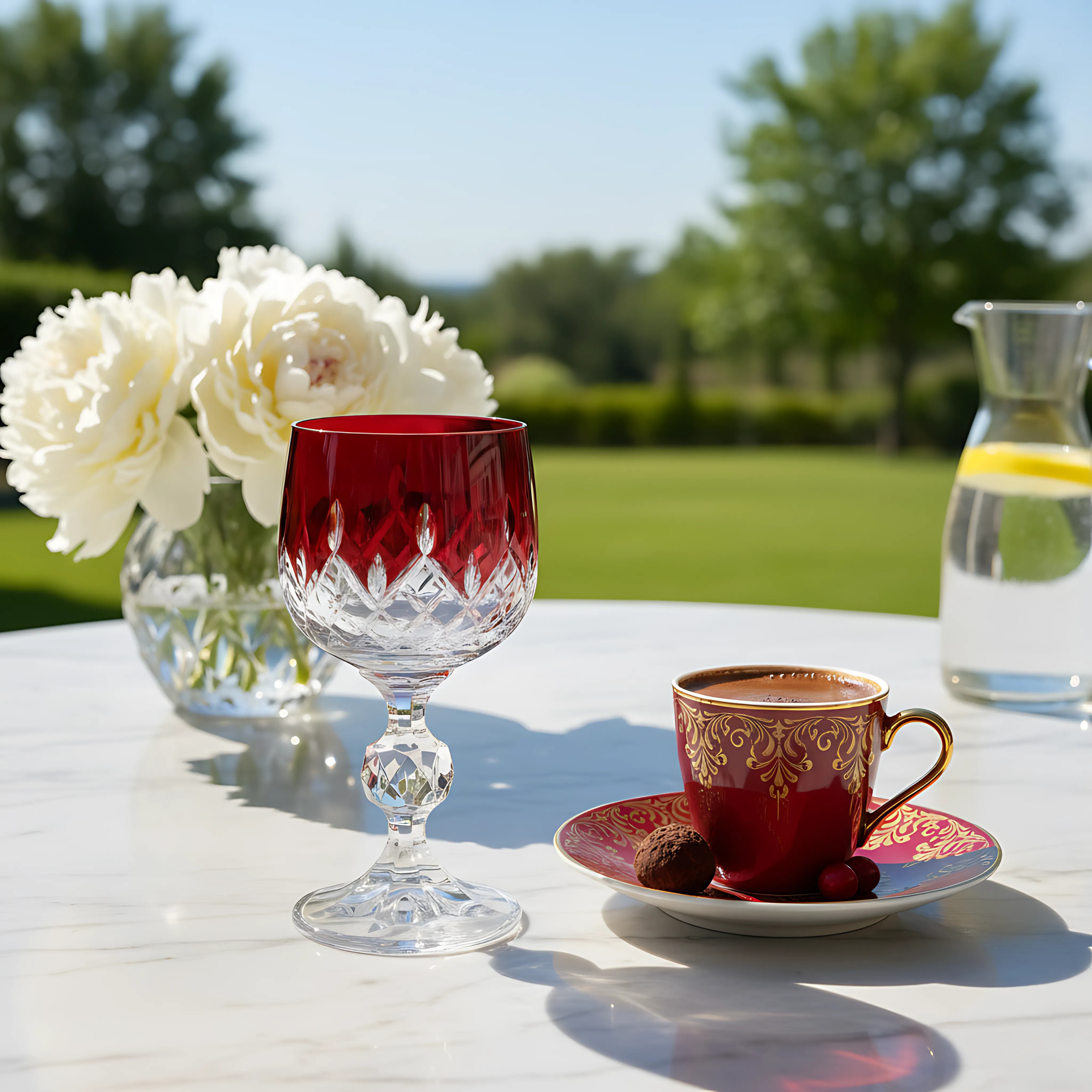 Aria Cut Crystal Wine Goblet - Set Of 2 - Margerie Crystal USA