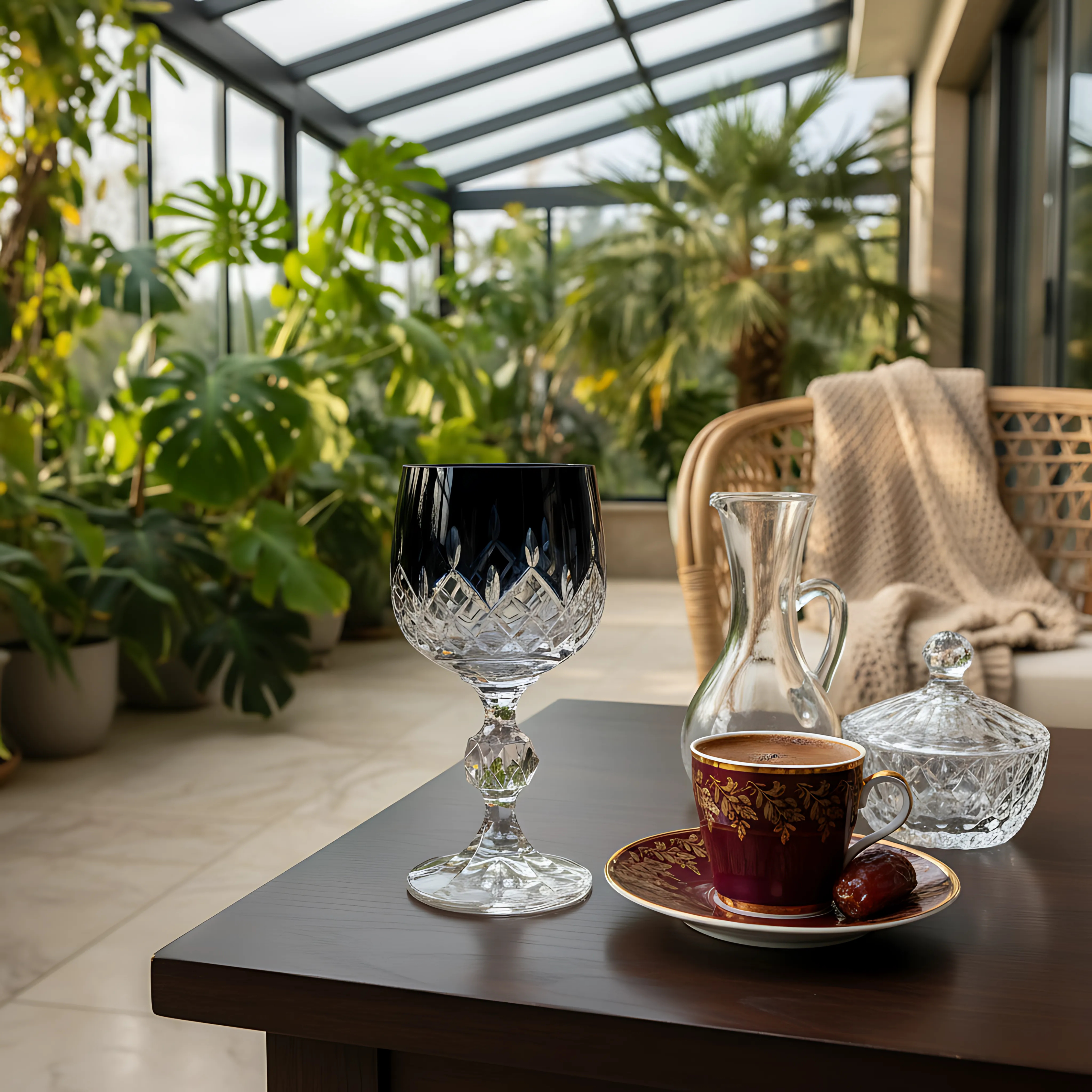 Aria Cut Crystal Wine Goblet - Set Of 2 - Margerie Crystal USA