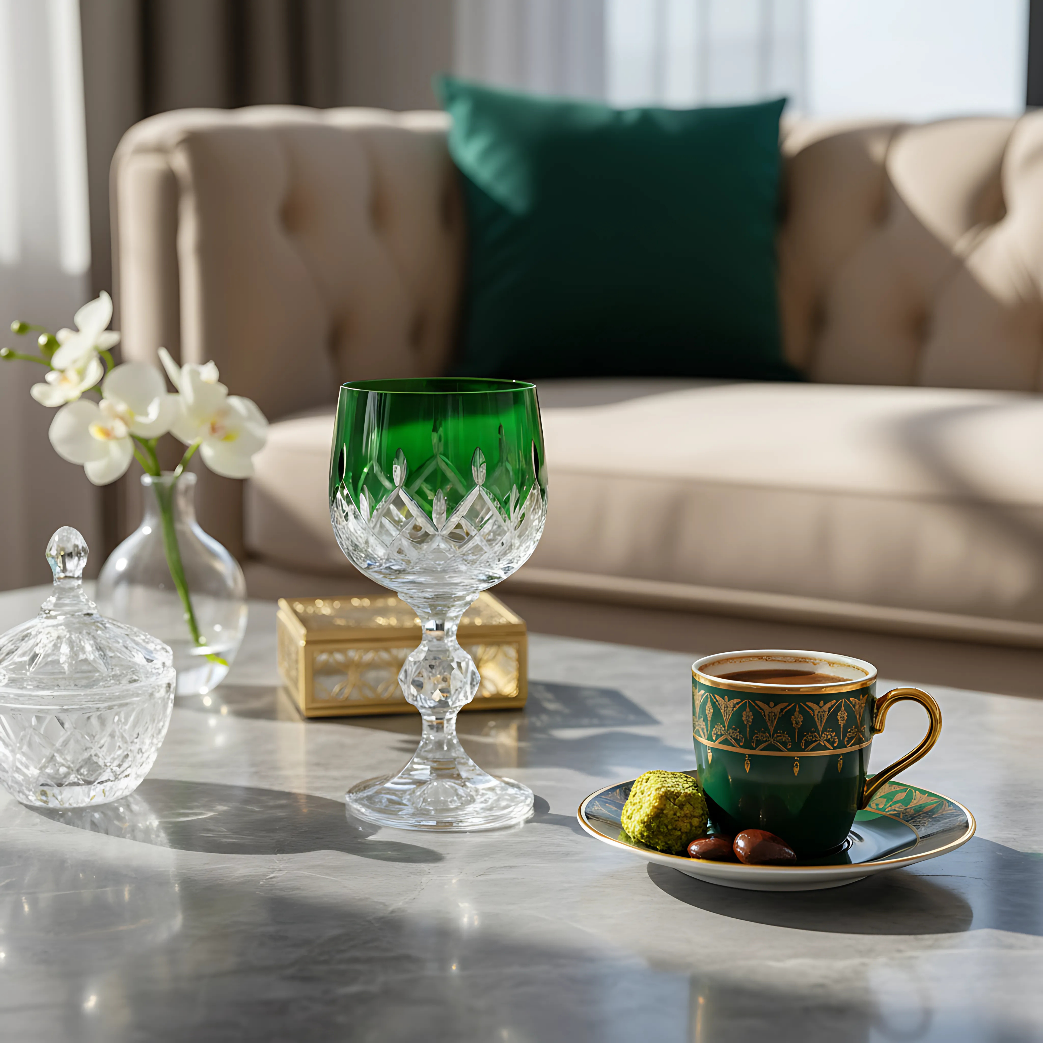 Aria Cut Crystal Wine Goblet - Set Of 2 - Margerie Crystal USA