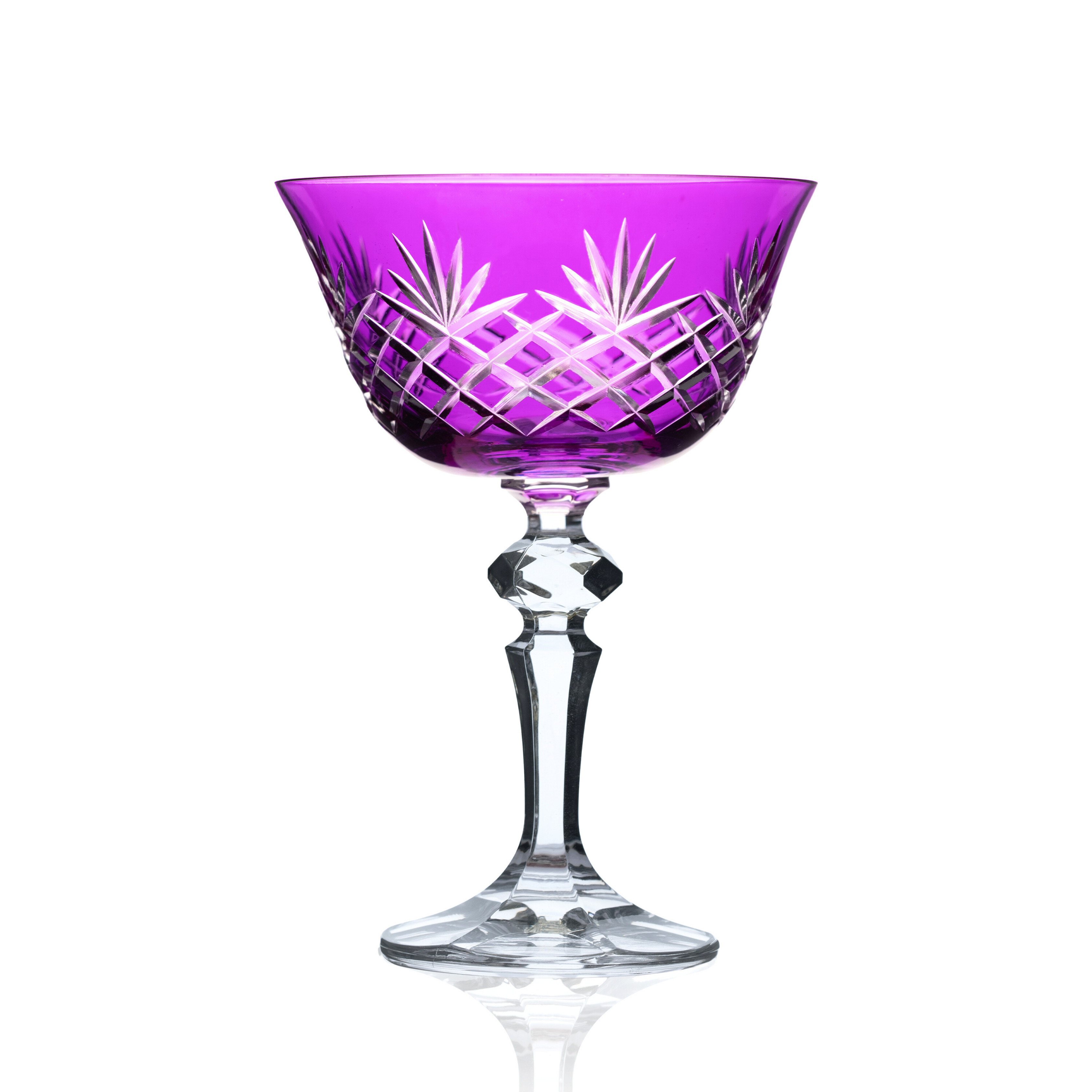 Ara Cut Crystal Champagne Coupe Glasses - Set Of 2 - Margerie Crystal USA