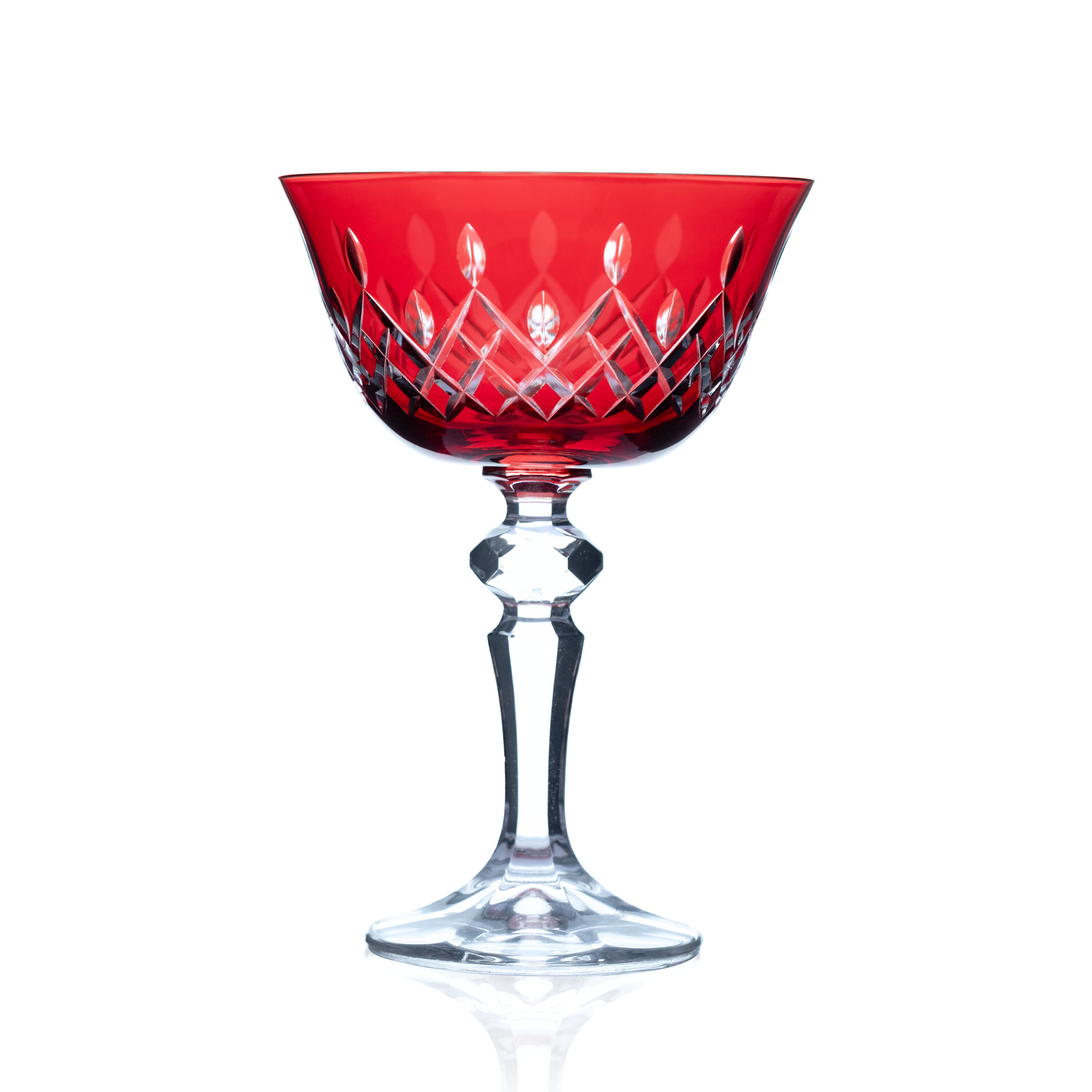 Aria Cut Crystal Champagne Coupe Glasses - Set Of 2 - Margerie Crystal USA