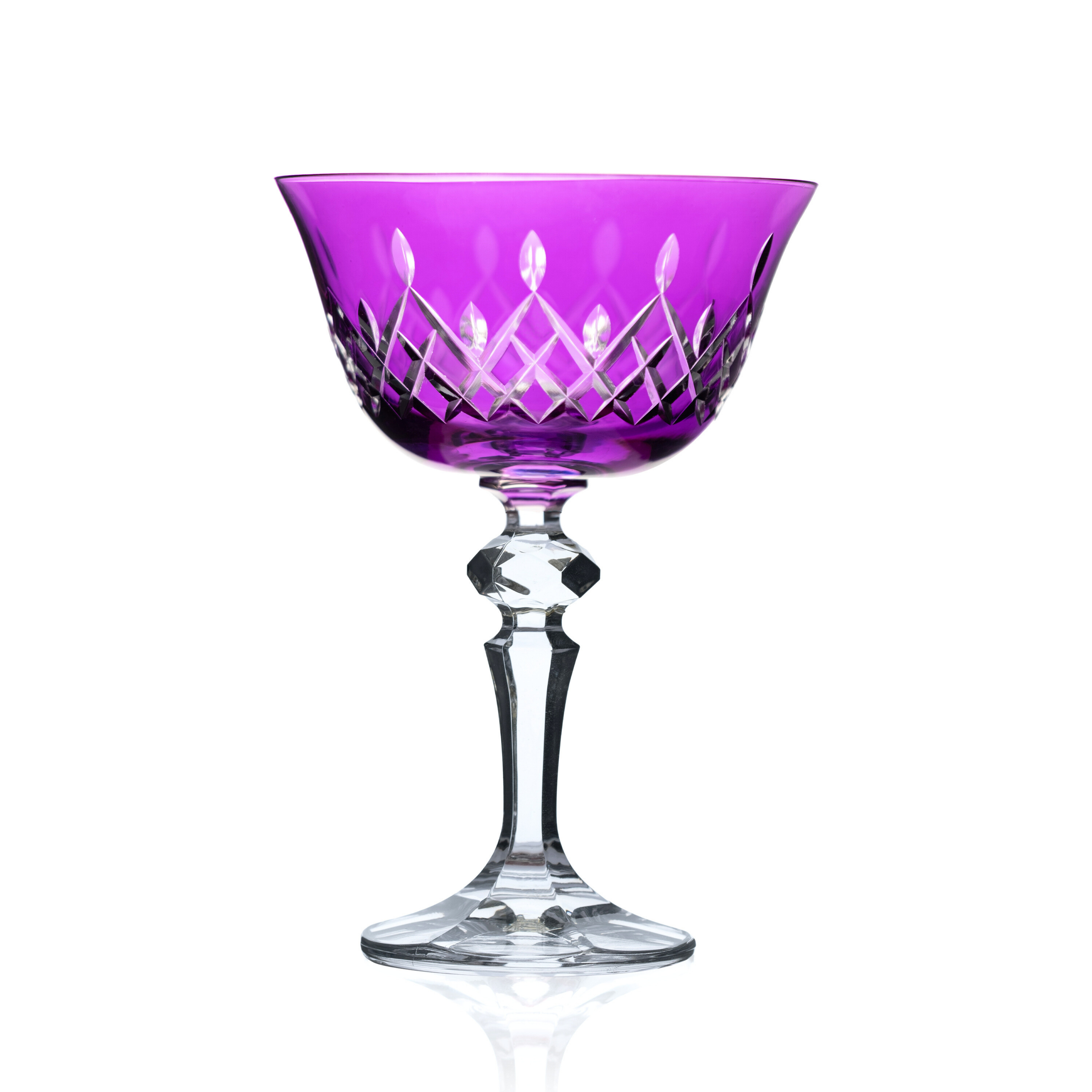 Aria Cut Crystal Champagne Coupe Glasses - Set Of 2 - Margerie Crystal USA