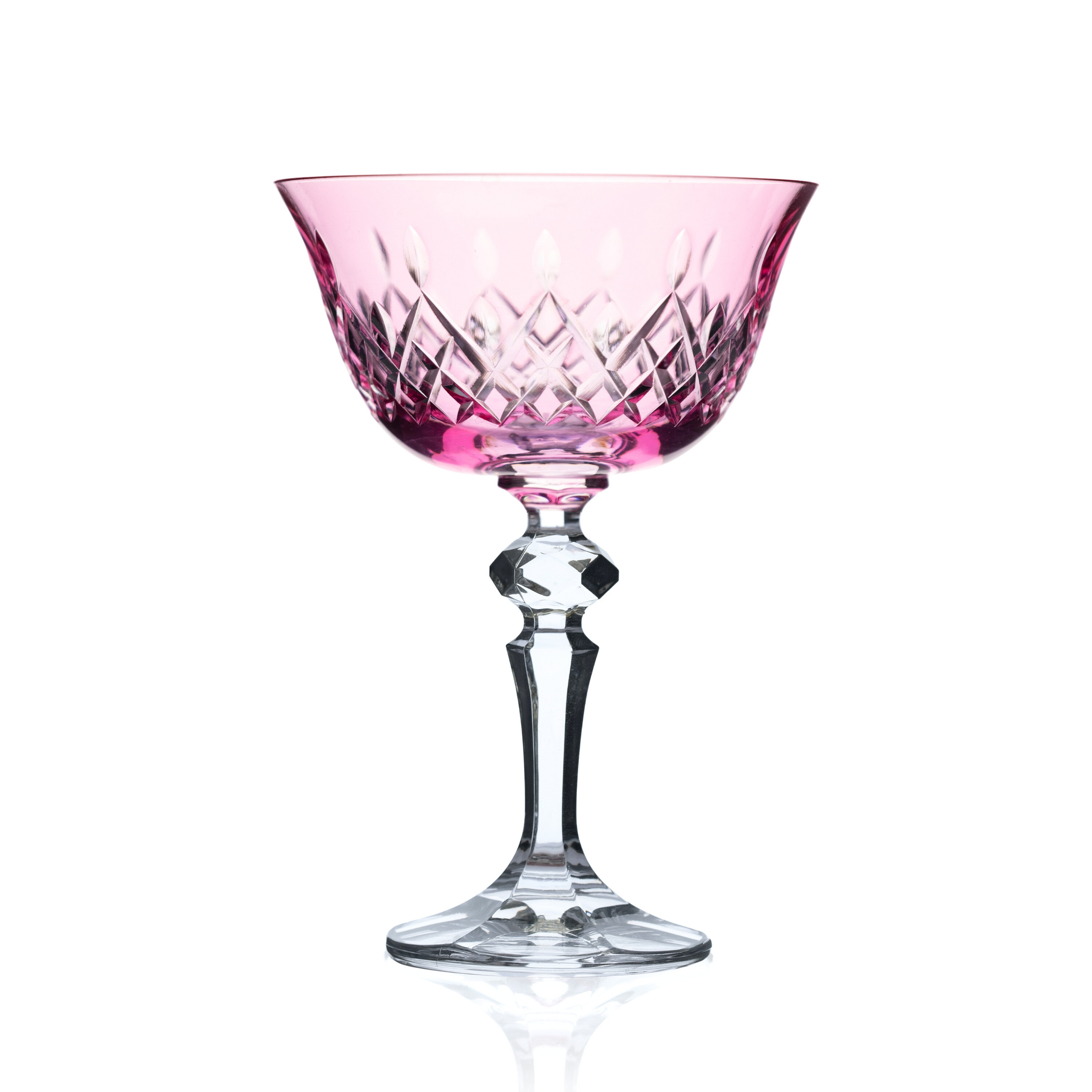 Aria Cut Crystal Champagne Coupe Glasses - Set Of 2 - Margerie Crystal USA