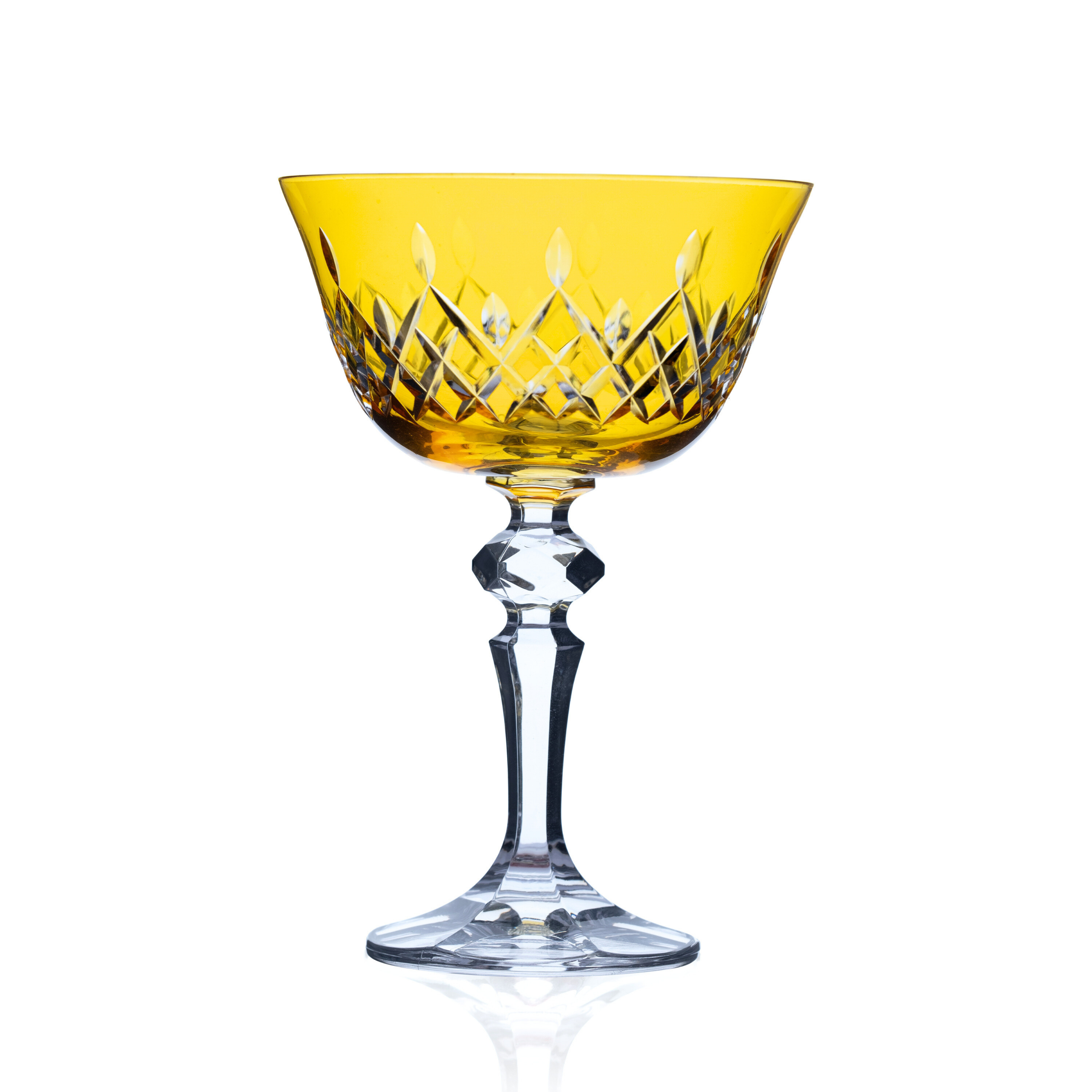 Aria Cut Crystal Champagne Coupe Glasses - Set Of 2 - Margerie Crystal USA