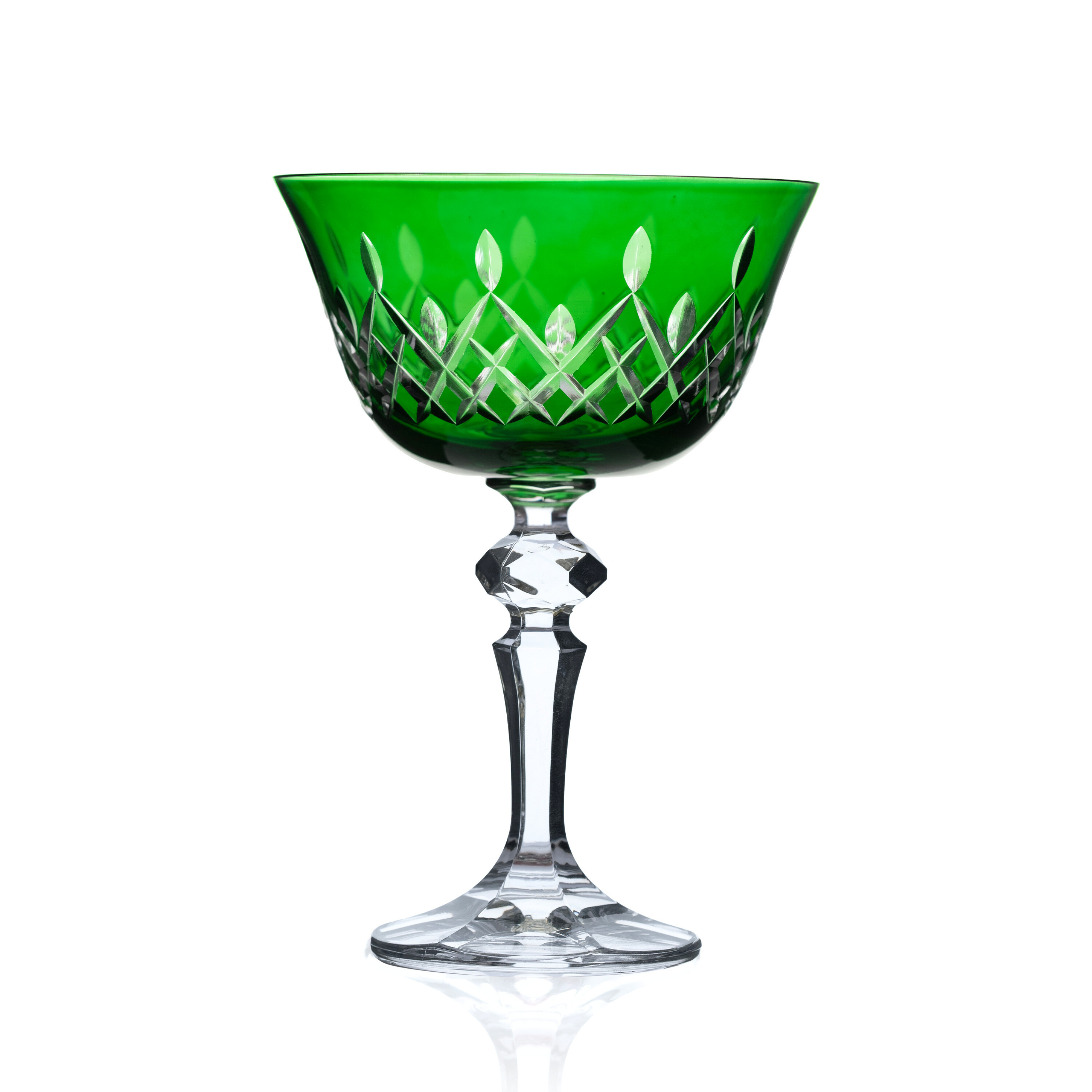 Aria Cut Crystal Champagne Coupe Glasses - Set Of 2 - Margerie Crystal USA