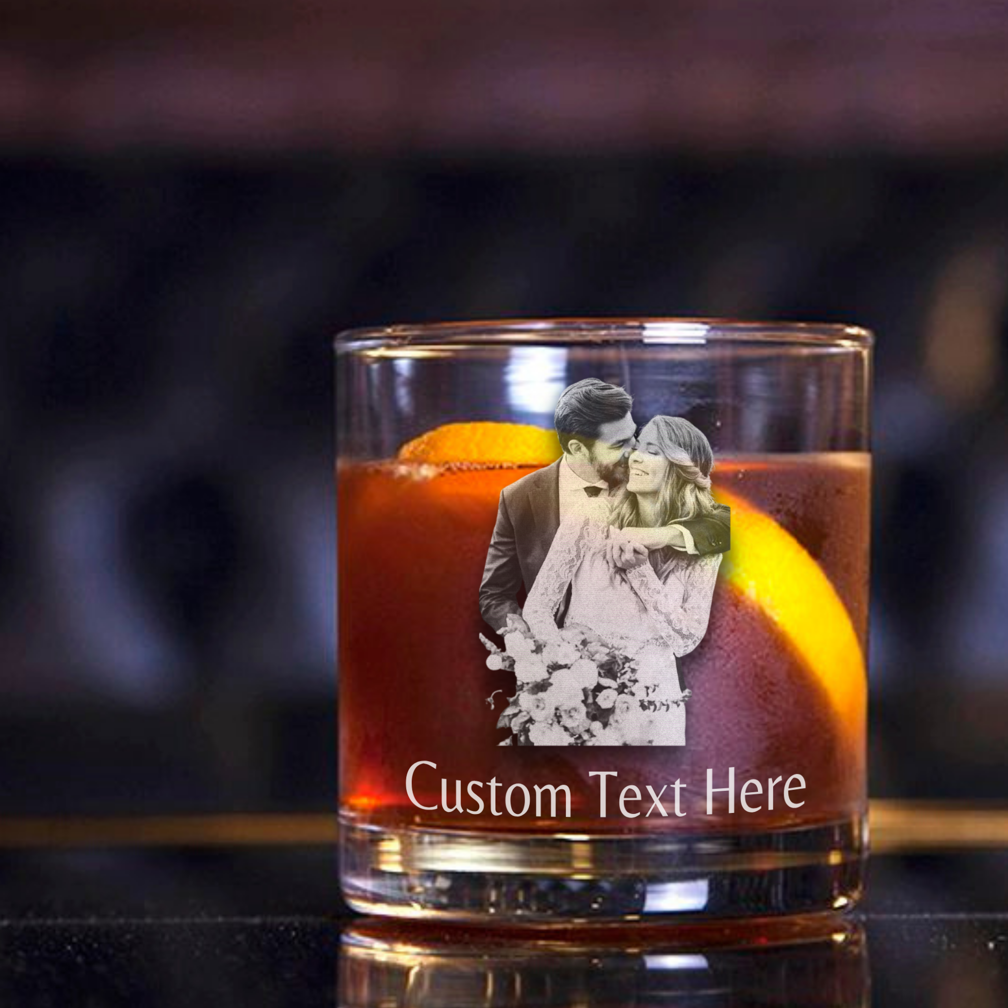 Personalized Portrait Whiskey Glasses - Set of 2 - Margerie Crystal USA