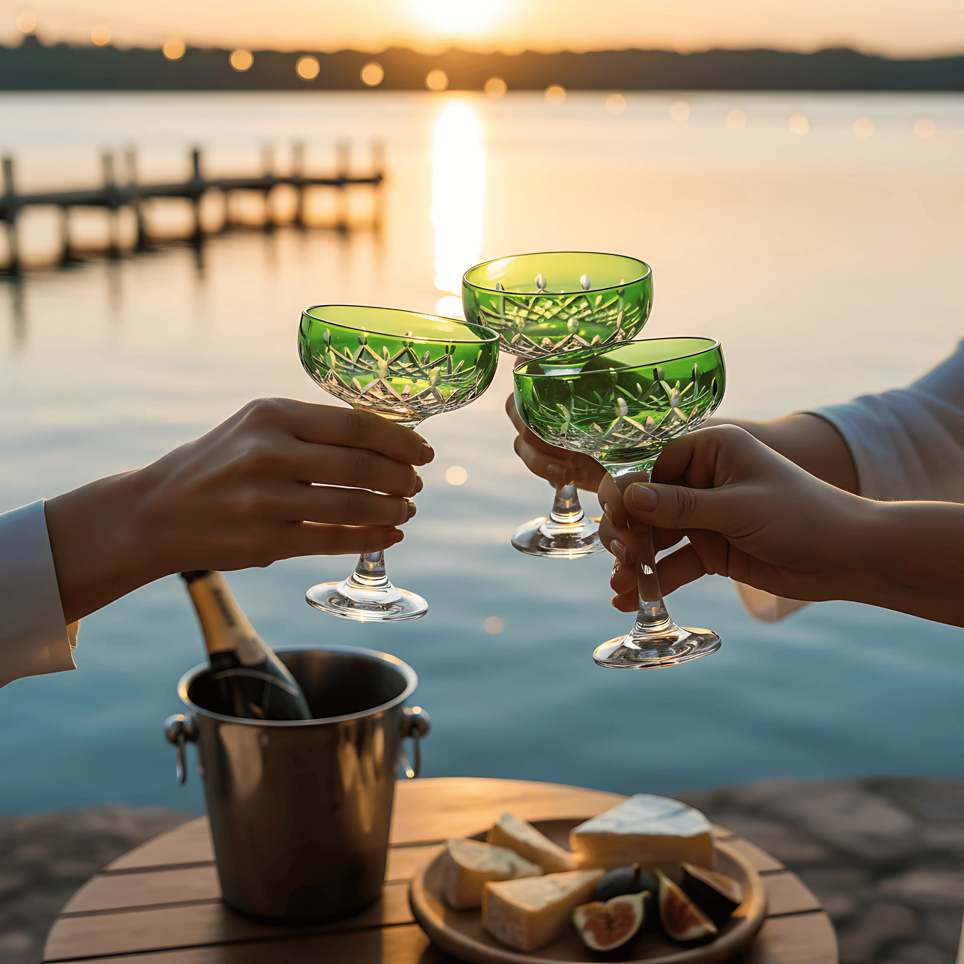 Aria Champagne Coupe - Set Of 2 - Margerie Crystal USA