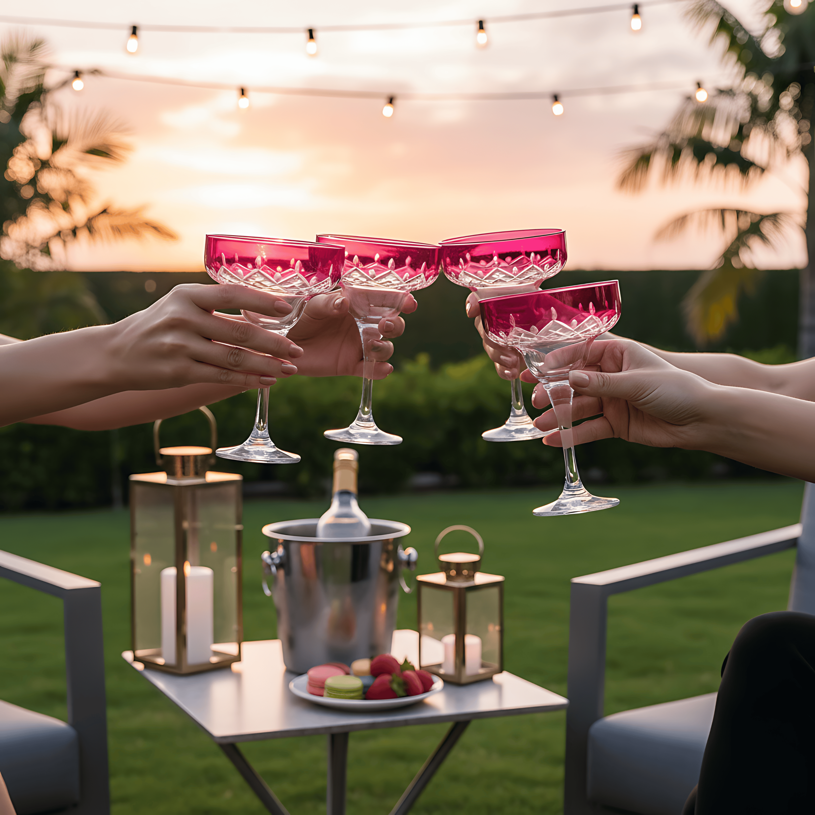 Aria Margarita Glass - Set Of 2 - Margerie Crystal USA