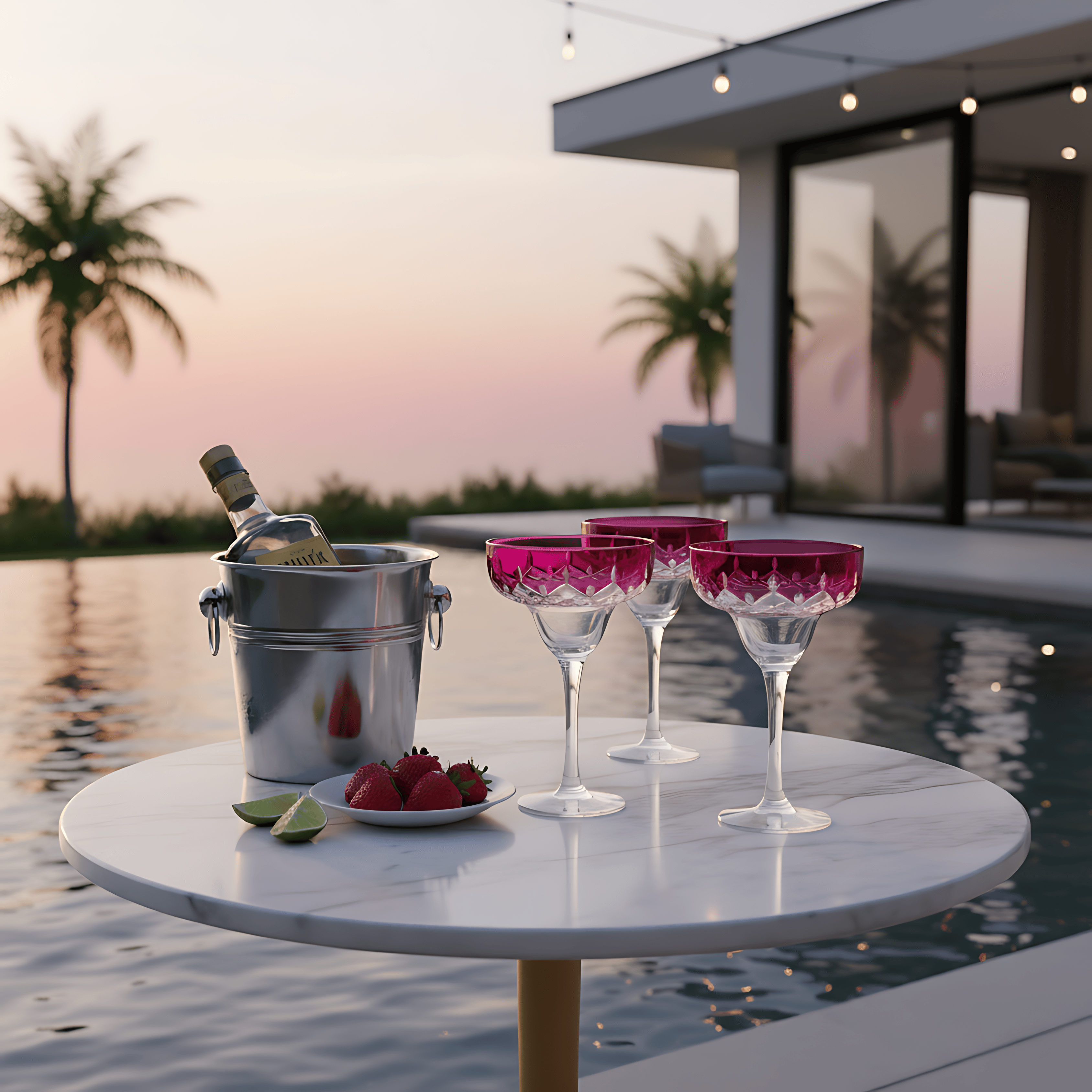 Aria Margarita Glass - Set Of 2 - Margerie Crystal USA