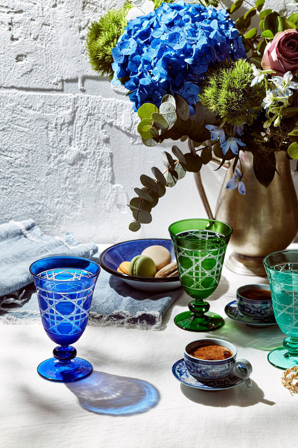 Gloria Cut Crystal Wine Goblet - Set Of 2 - Margerie Crystal USA