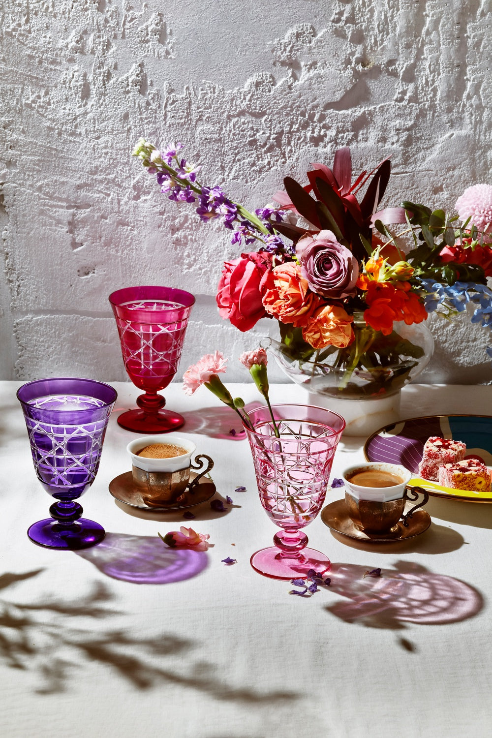 Gloria Cut Crystal Wine Goblet - Set Of 2 - Margerie Crystal USA