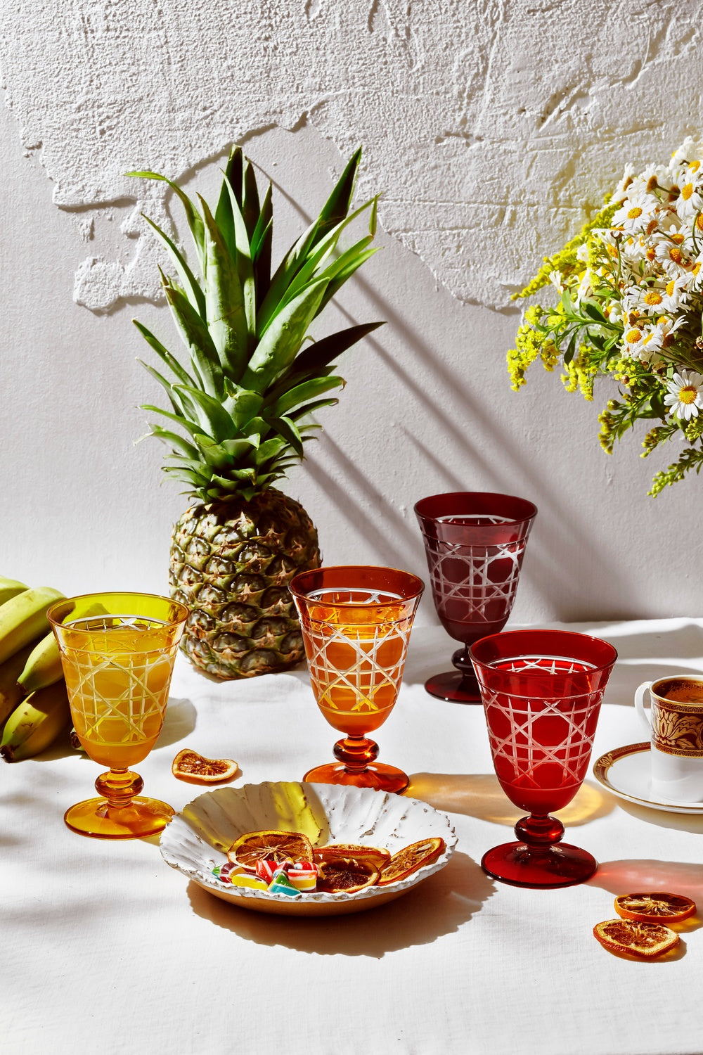 Gloria Cut Crystal Wine Goblet - Set Of 2 - Margerie Crystal USA