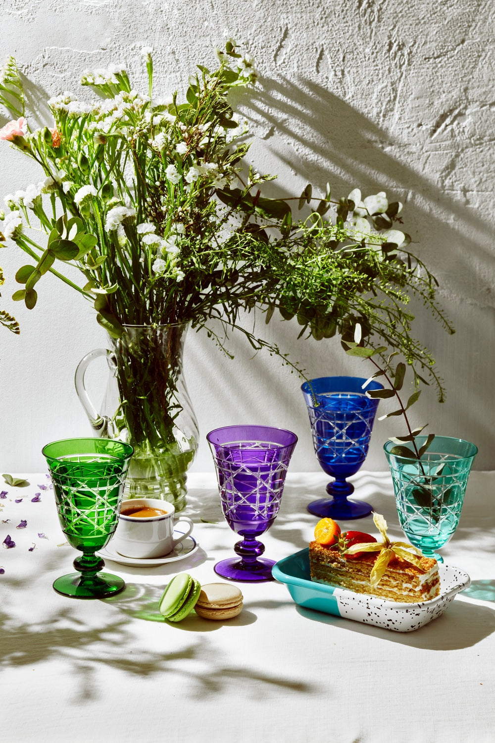 Gloria Cut Crystal Wine Goblet - Set Of 2 - Margerie Crystal USA