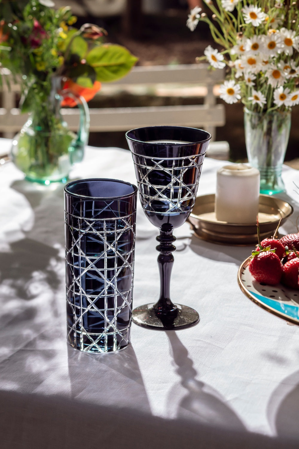 Gloria Cut Crystal Highball Glasses - Set Of 2 - Margerie Crystal USA