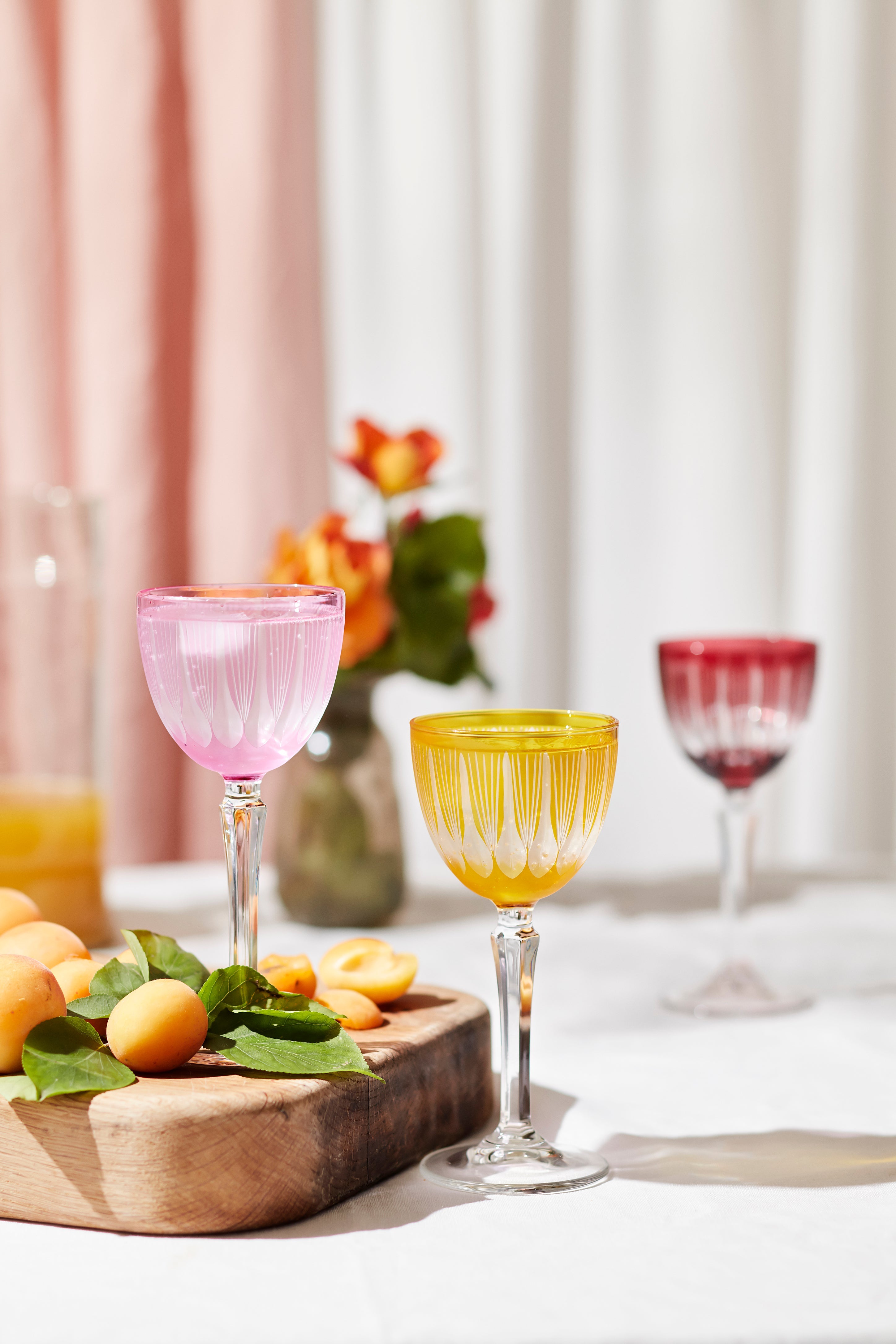 Grape Vintage Cut Crystal Cocktail Glasses - Set Of 2 - Margerie Crystal USA