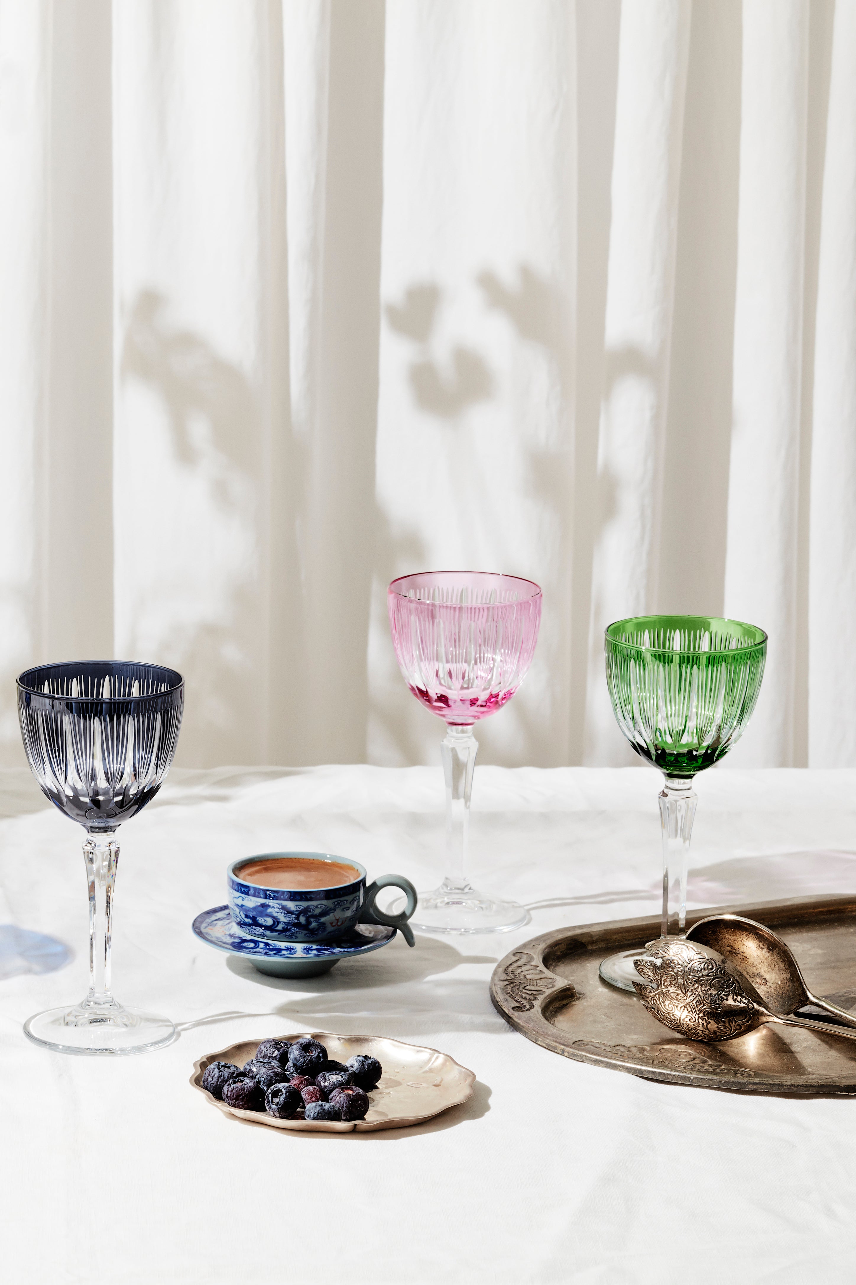 Grape Vintage Cut Crystal Cocktail Glasses - Set Of 2 - Margerie Crystal USA