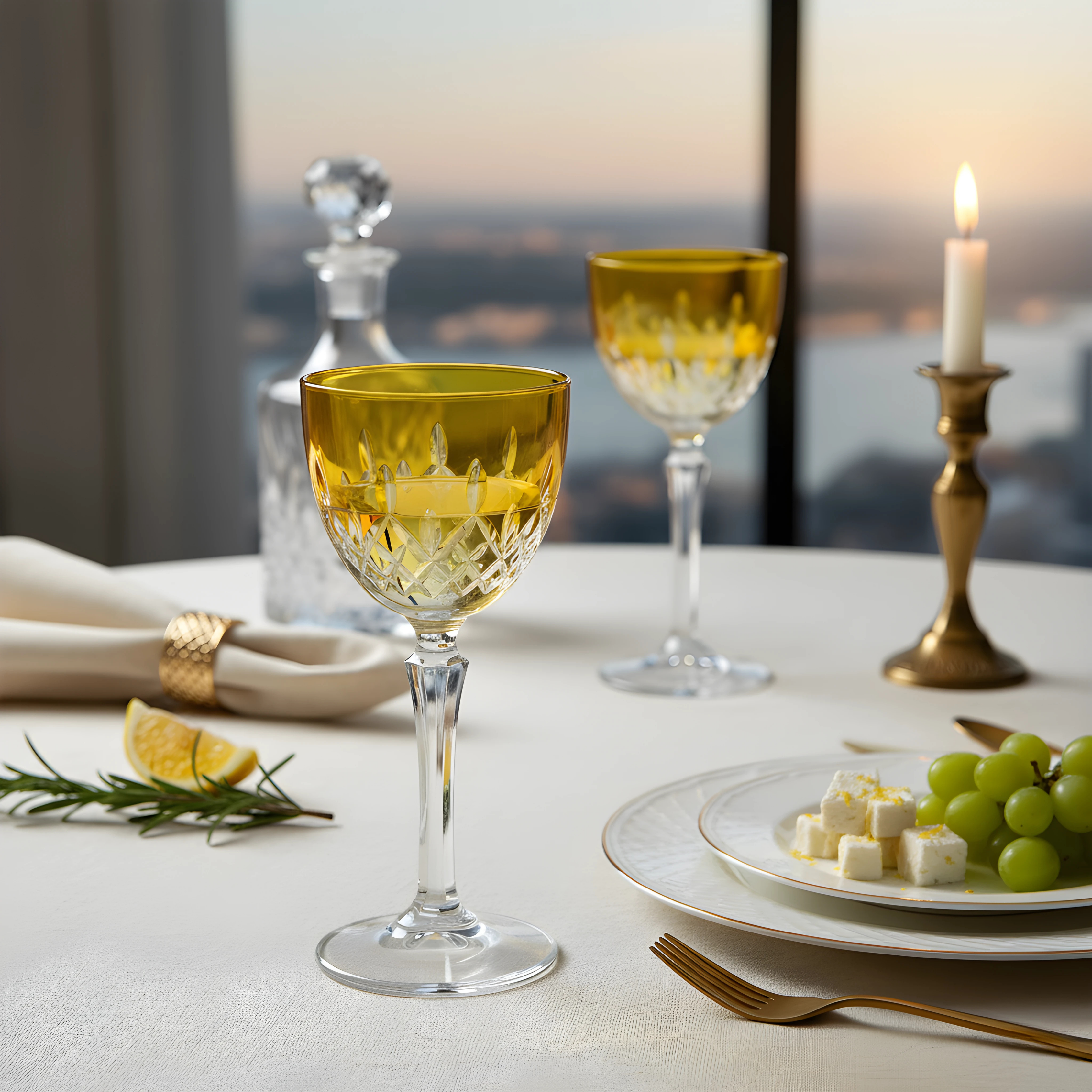 Aria Vintage Cut Crystal Cocktail Glasses - Set Of 2 - Margerie Crystal USA