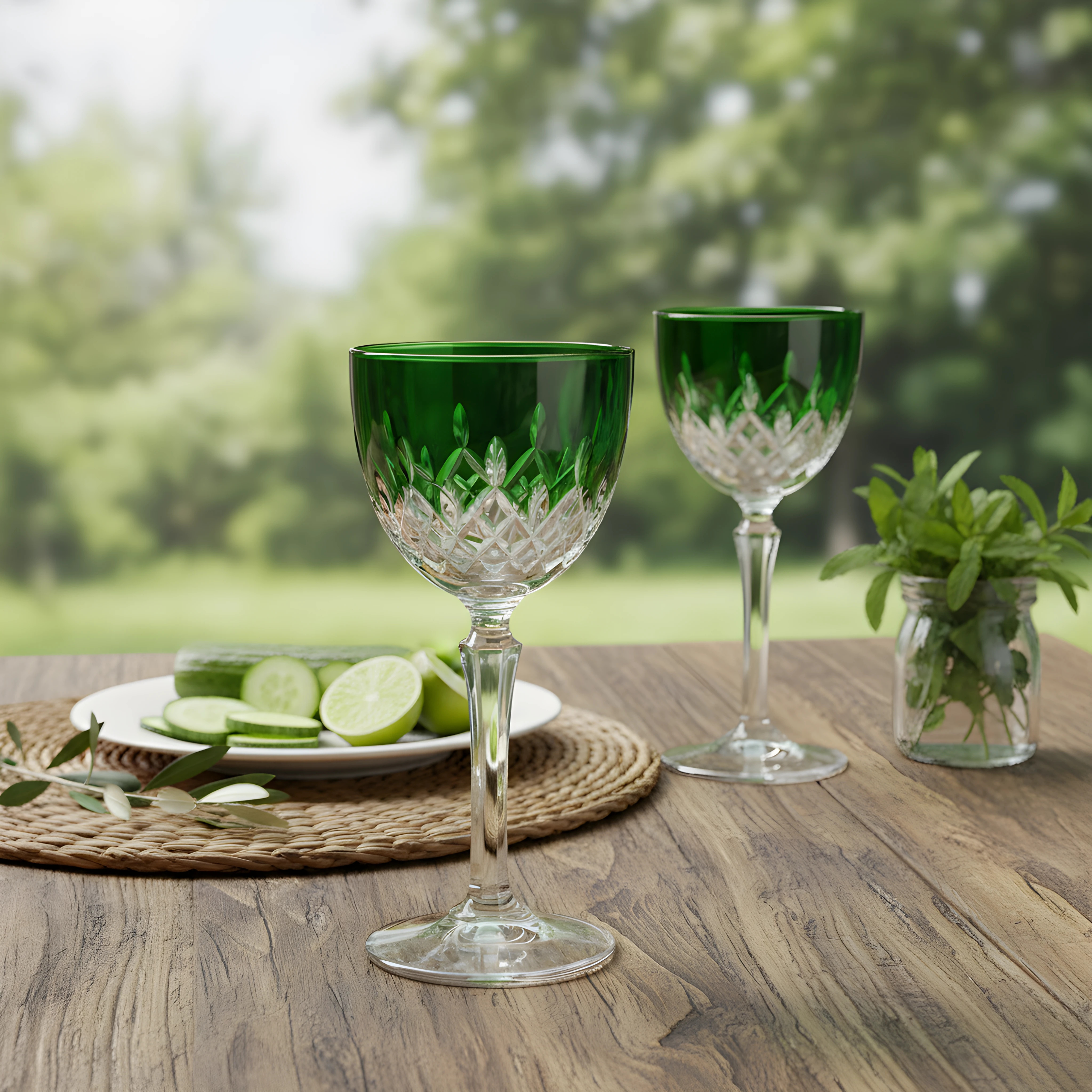 Aria Vintage Cut Crystal Cocktail Glasses - Set Of 2 - Margerie Crystal USA