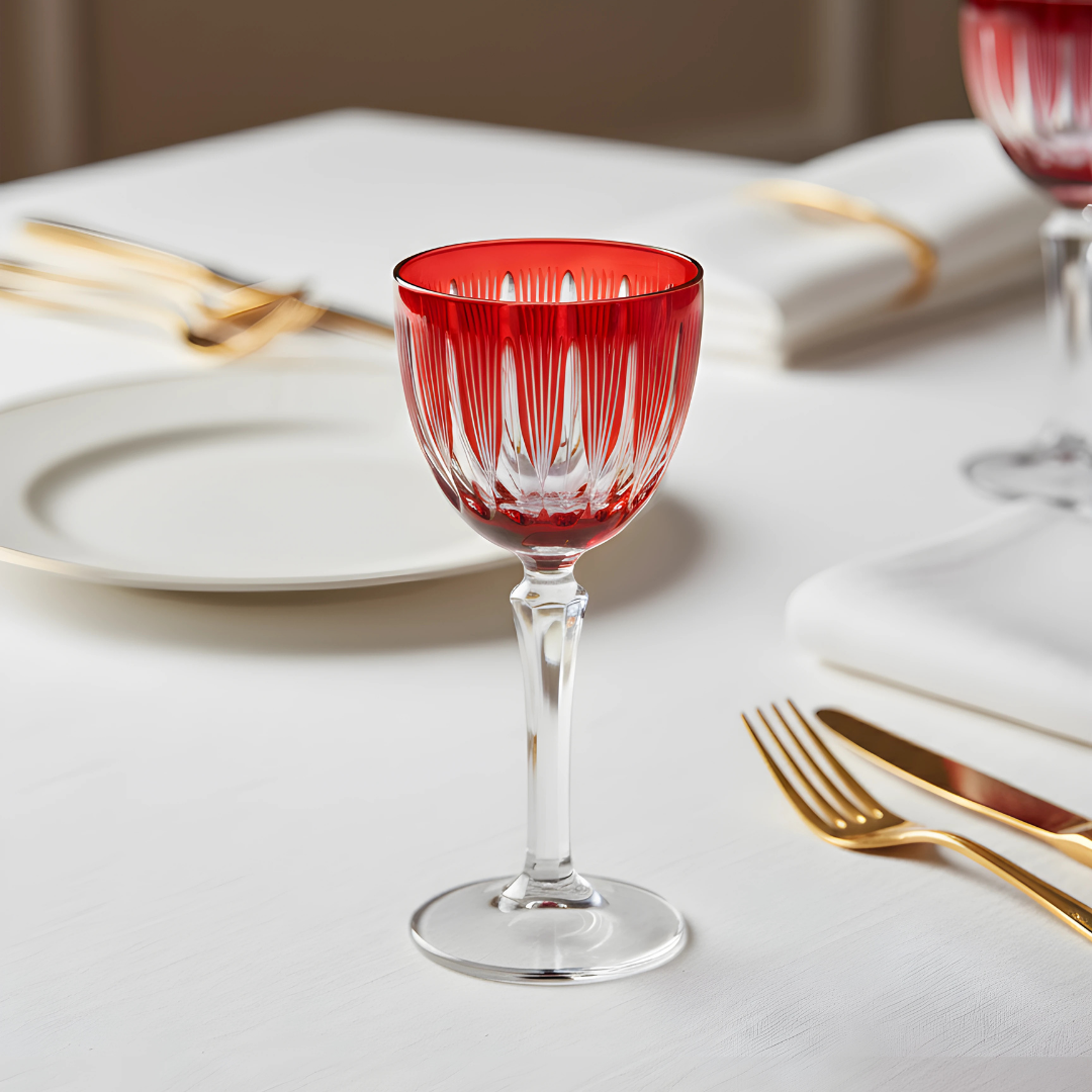 Grape Vintage Cut Crystal Cocktail Glasses - Set Of 2 - Margerie Crystal USA