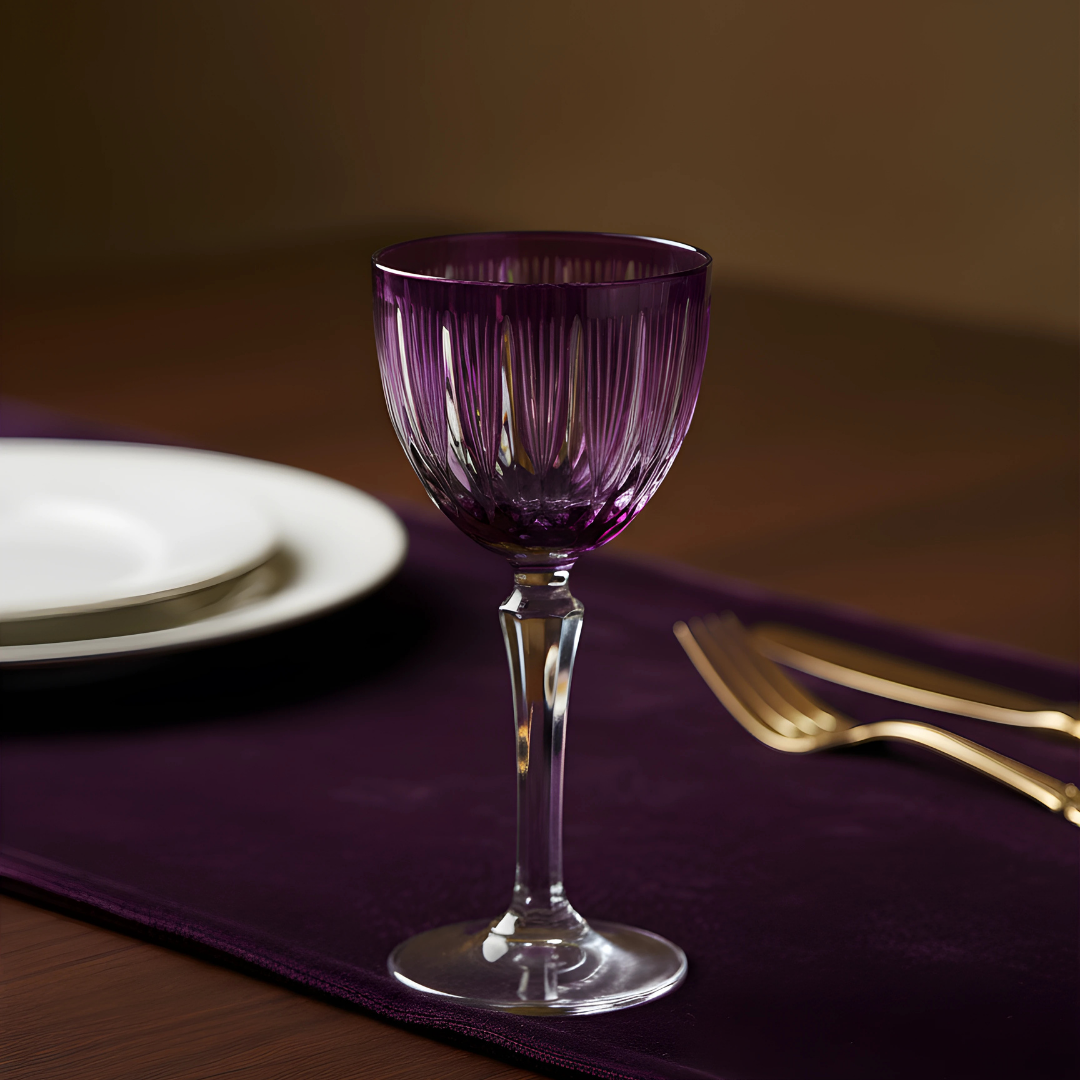 Grape Vintage Cut Crystal Cocktail Glasses - Set Of 2 - Margerie Crystal USA