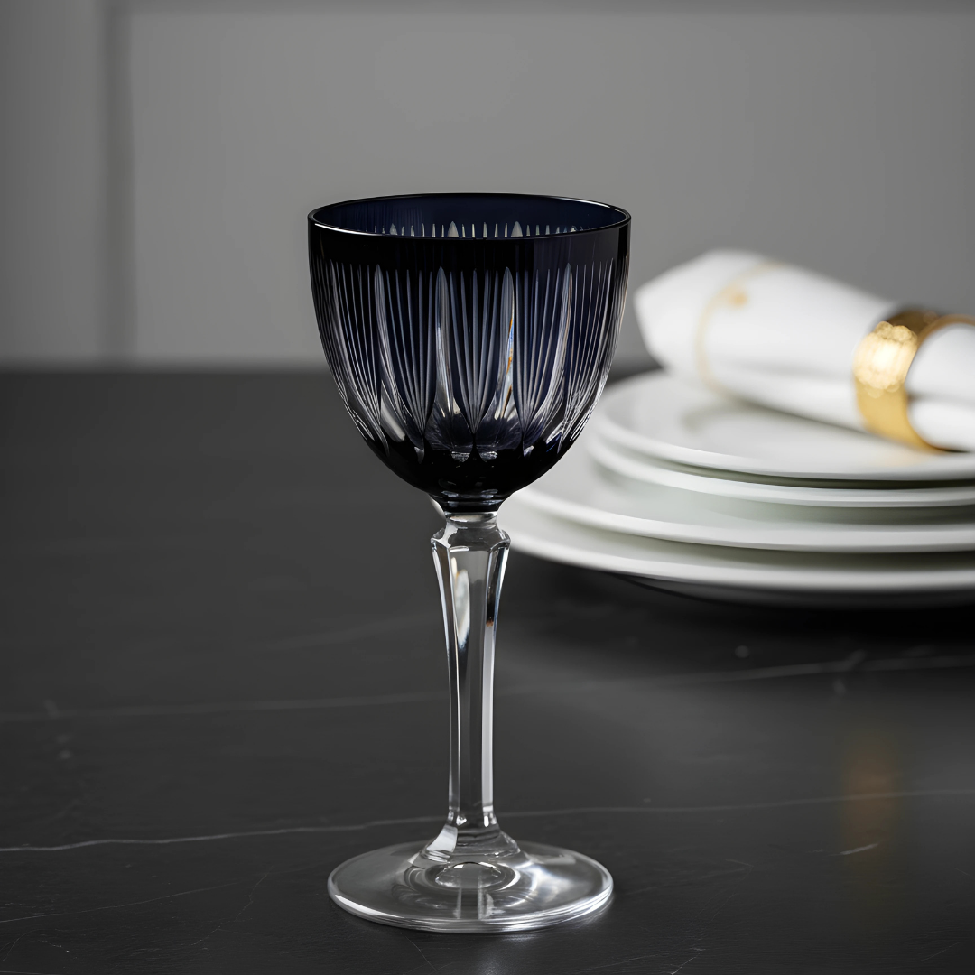 Grape Vintage Cut Crystal Cocktail Glasses - Set Of 2 - Margerie Crystal USA