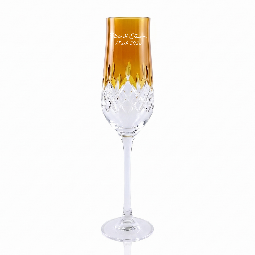 Aria Champagne Flute Personalized - Laser Engraved - Margerie Crystal USA