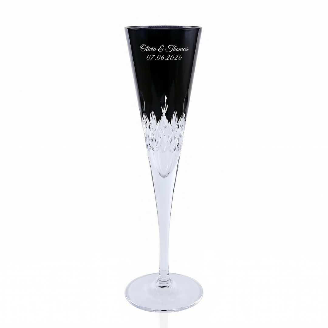 Aria Champagne Flute Personalized - Laser Engraved - Margerie Crystal USA
