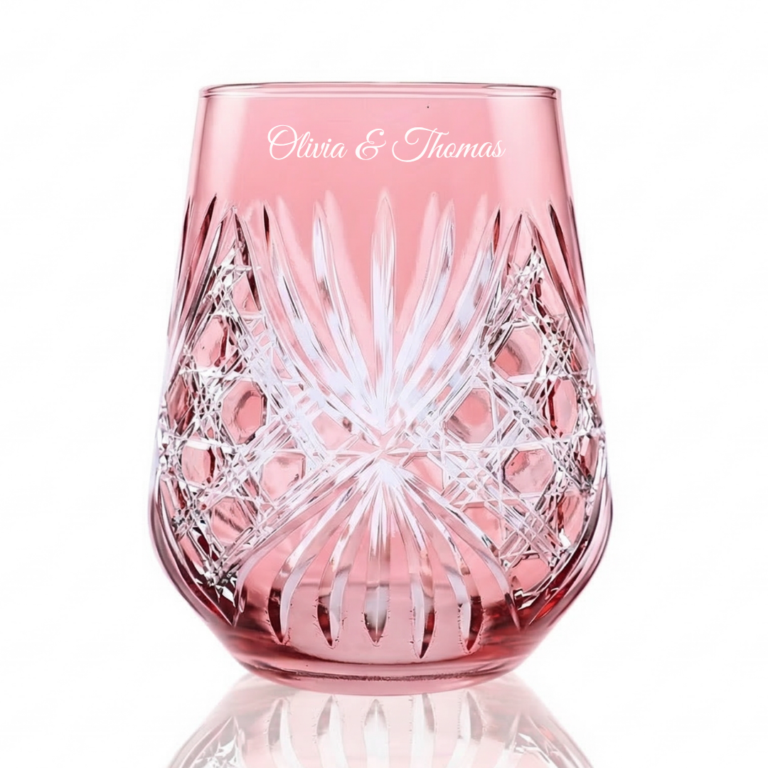 Éclat Stemless Wine Glass Personalized - Laser Engraved - Margerie Crystal USA