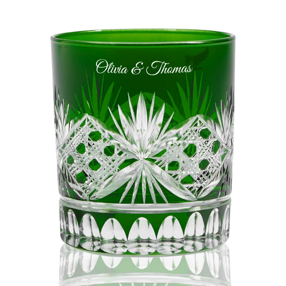 Victorian Cut Double Old Fashioned Glass Personalized - Laser Engraved - Margerie Crystal USA