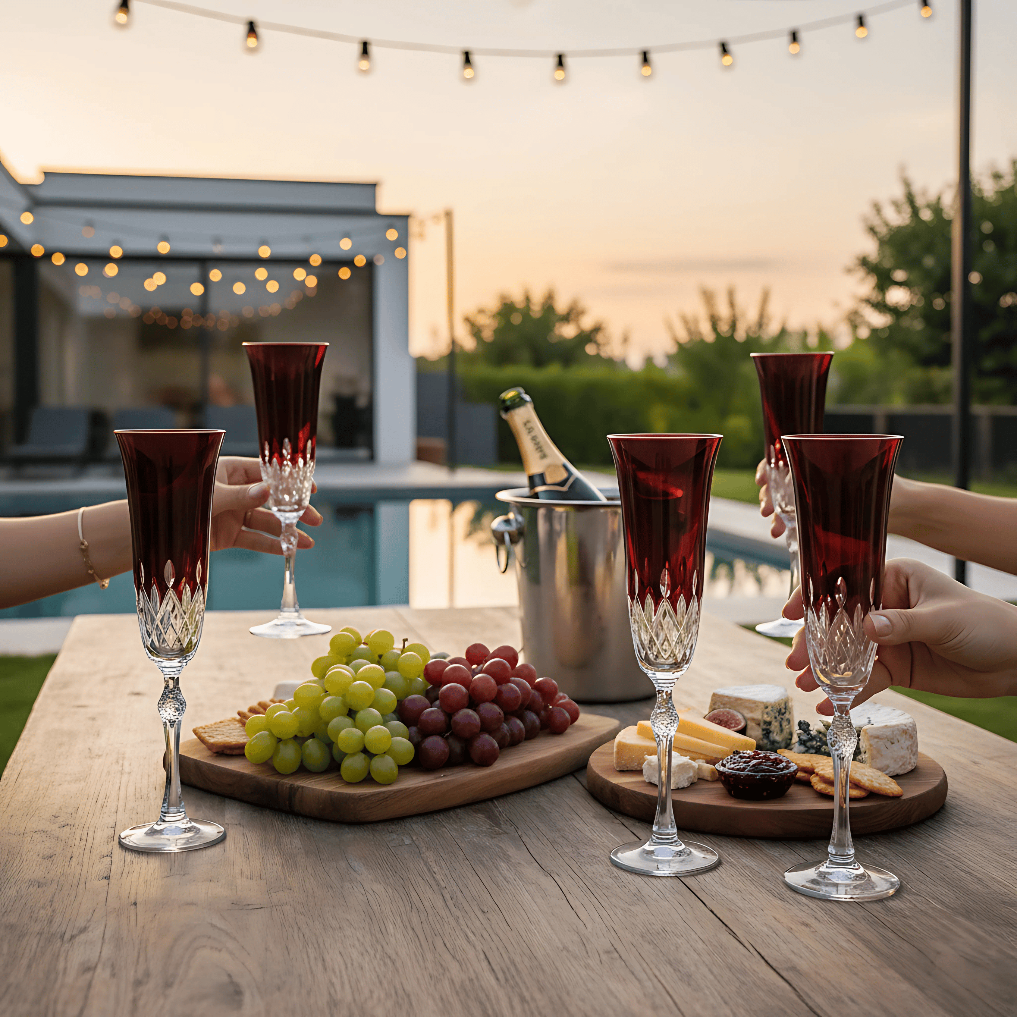 Aria Champagne Flute - Set Of 2 - Margerie Crystal USA