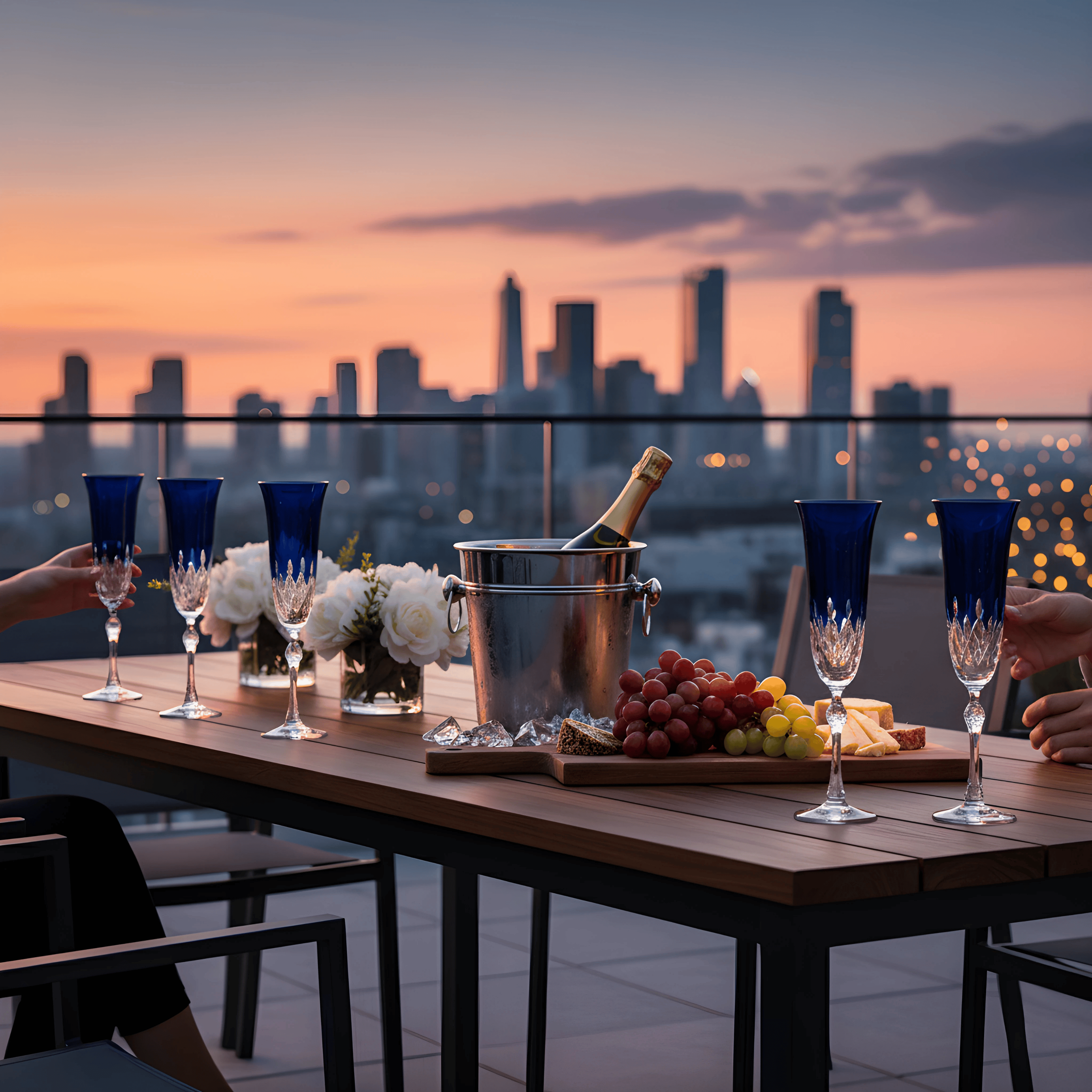 Aria Champagne Flute - Set Of 2 - Margerie Crystal USA