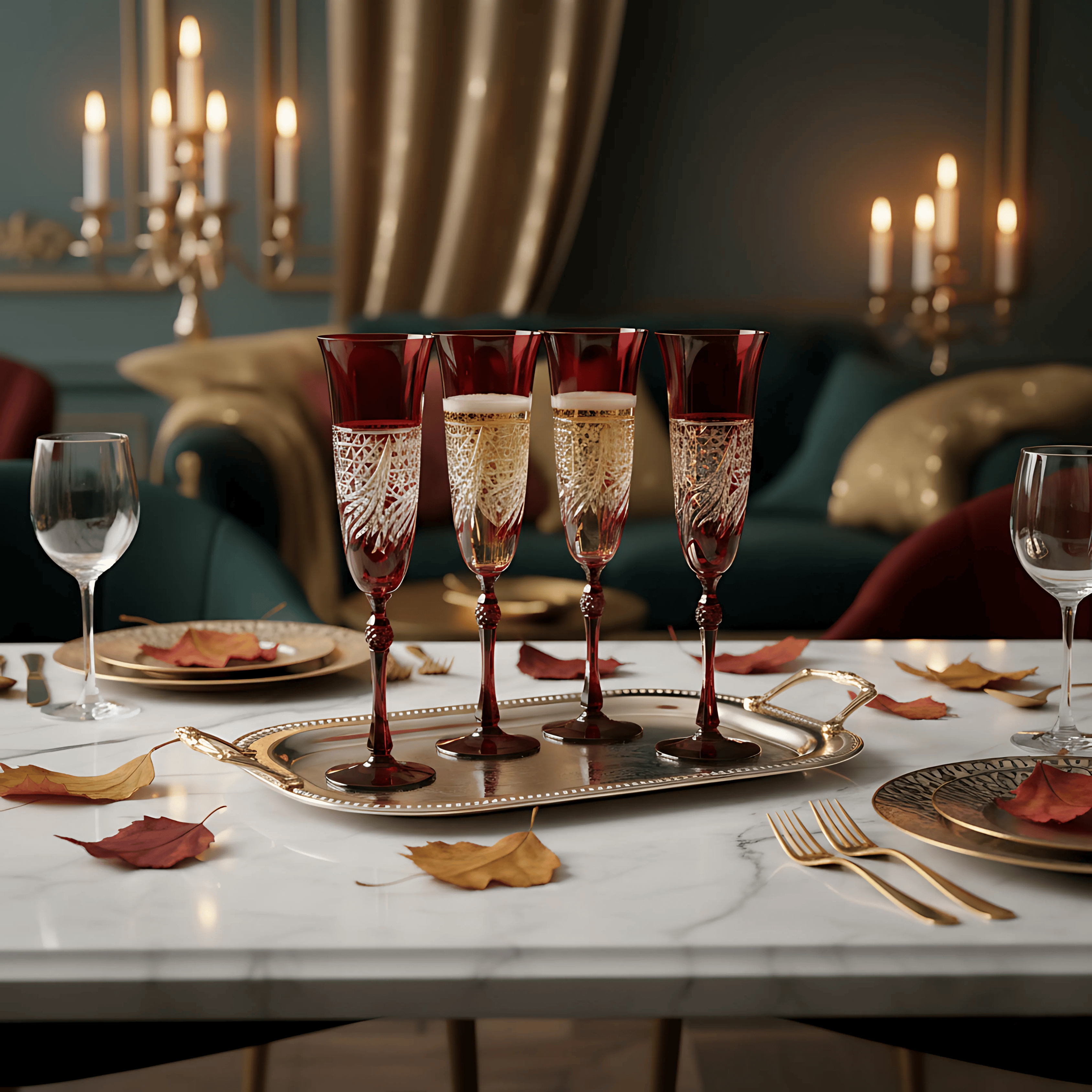 Aurora Champagne Flute - Set Of 2 - Margerie Crystal USA