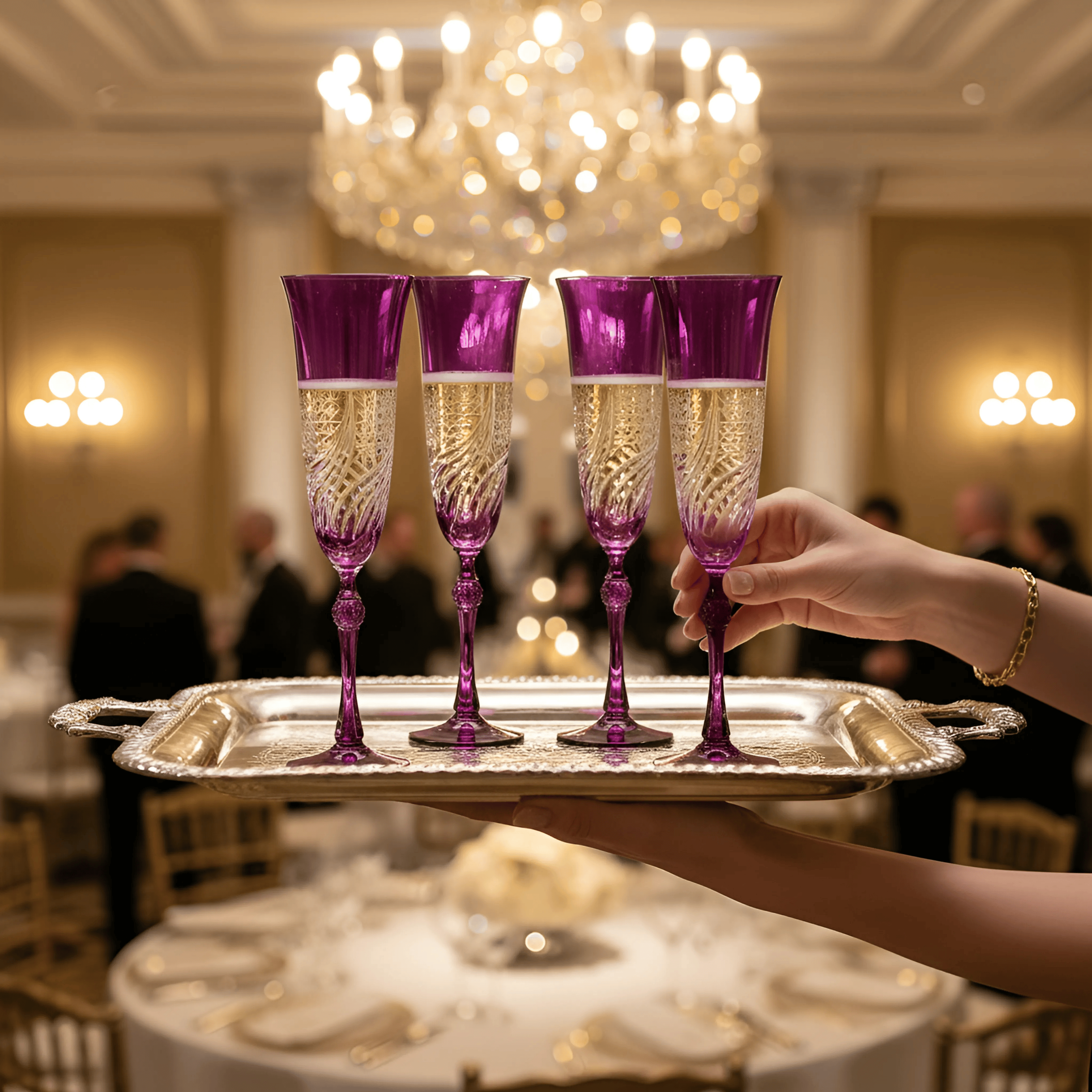 Aurora Champagne Flute - Set Of 2 - Margerie Crystal USA