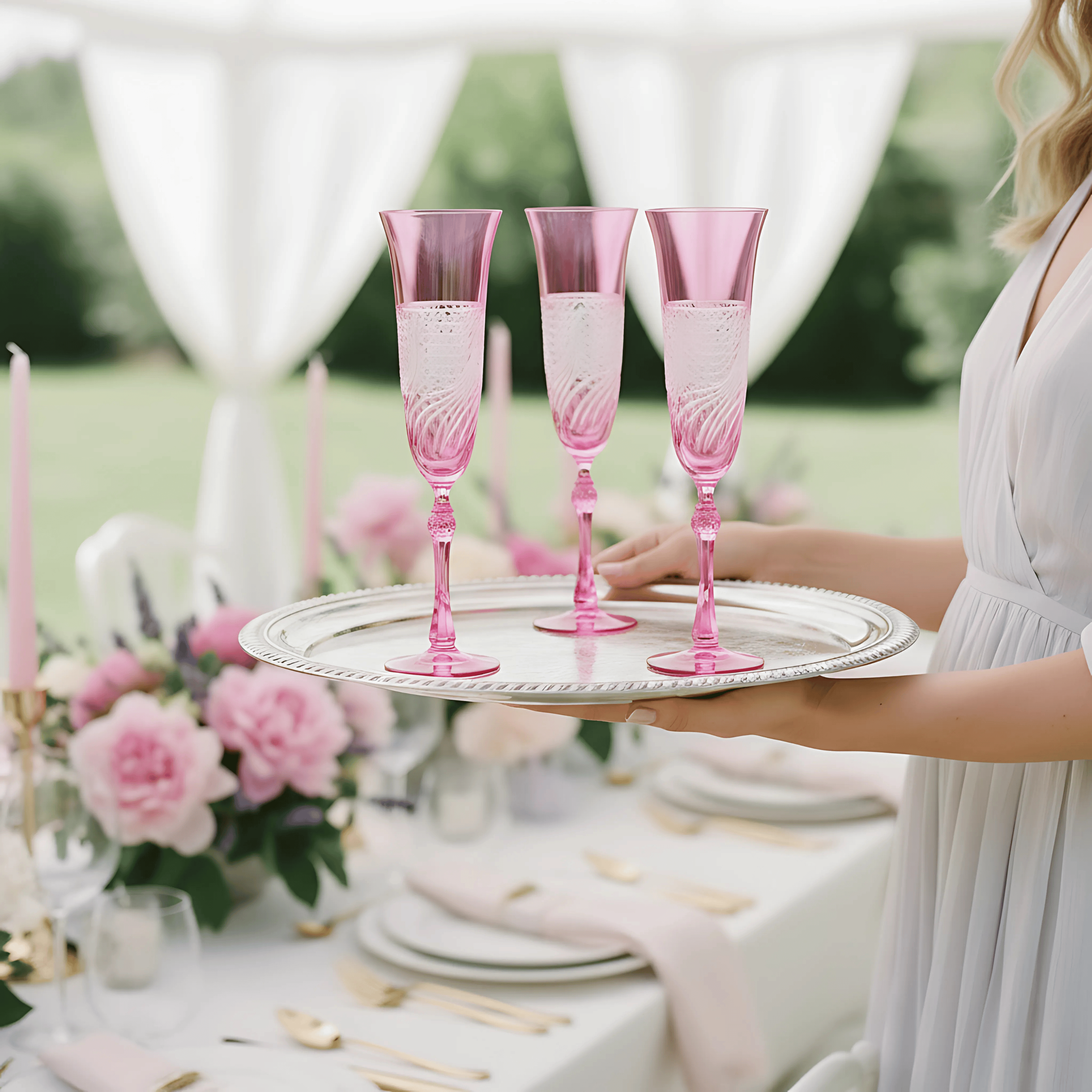 Aurora Champagne Flute - Set Of 2 - Margerie Crystal USA