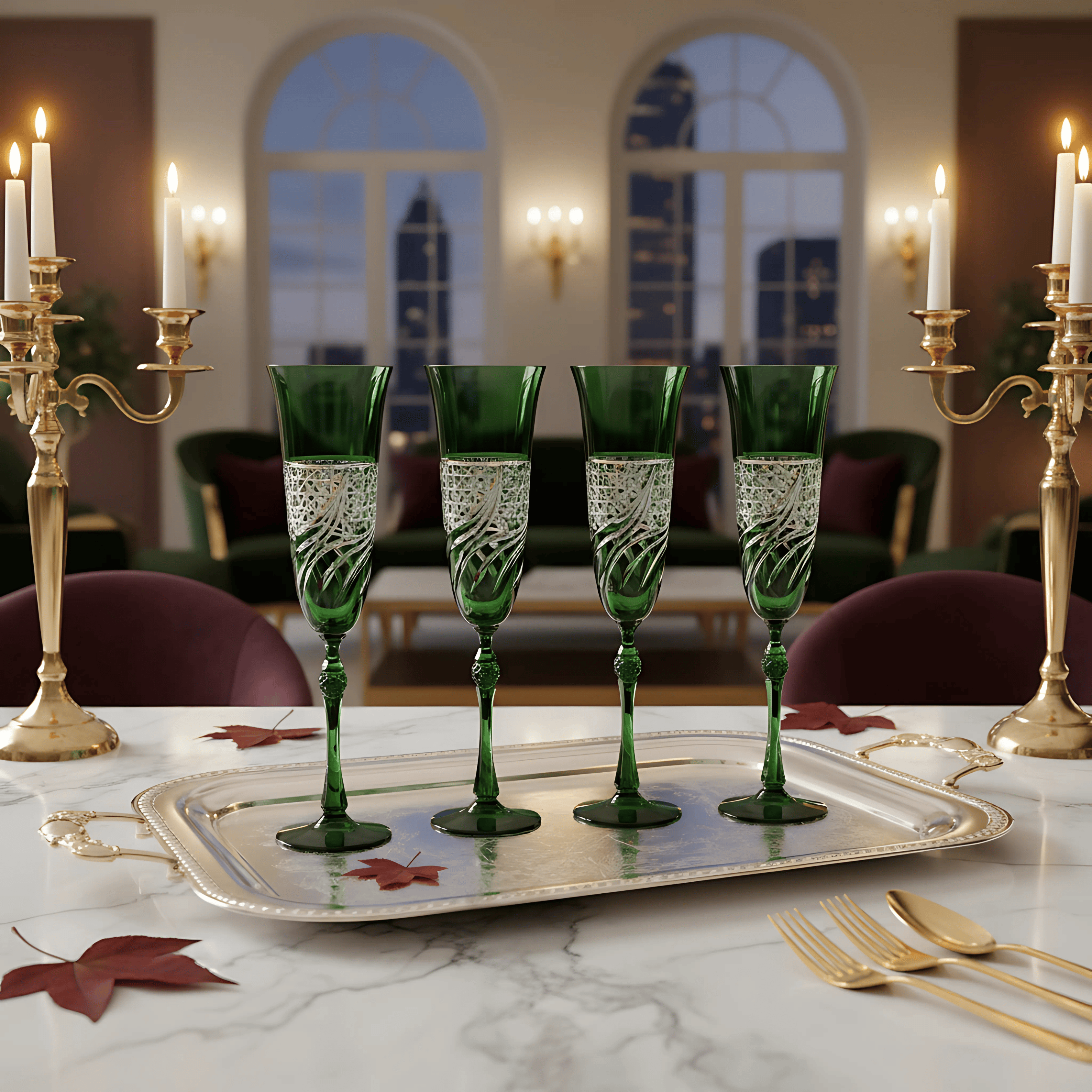 Aurora Champagne Flute - Set Of 2 - Margerie Crystal USA