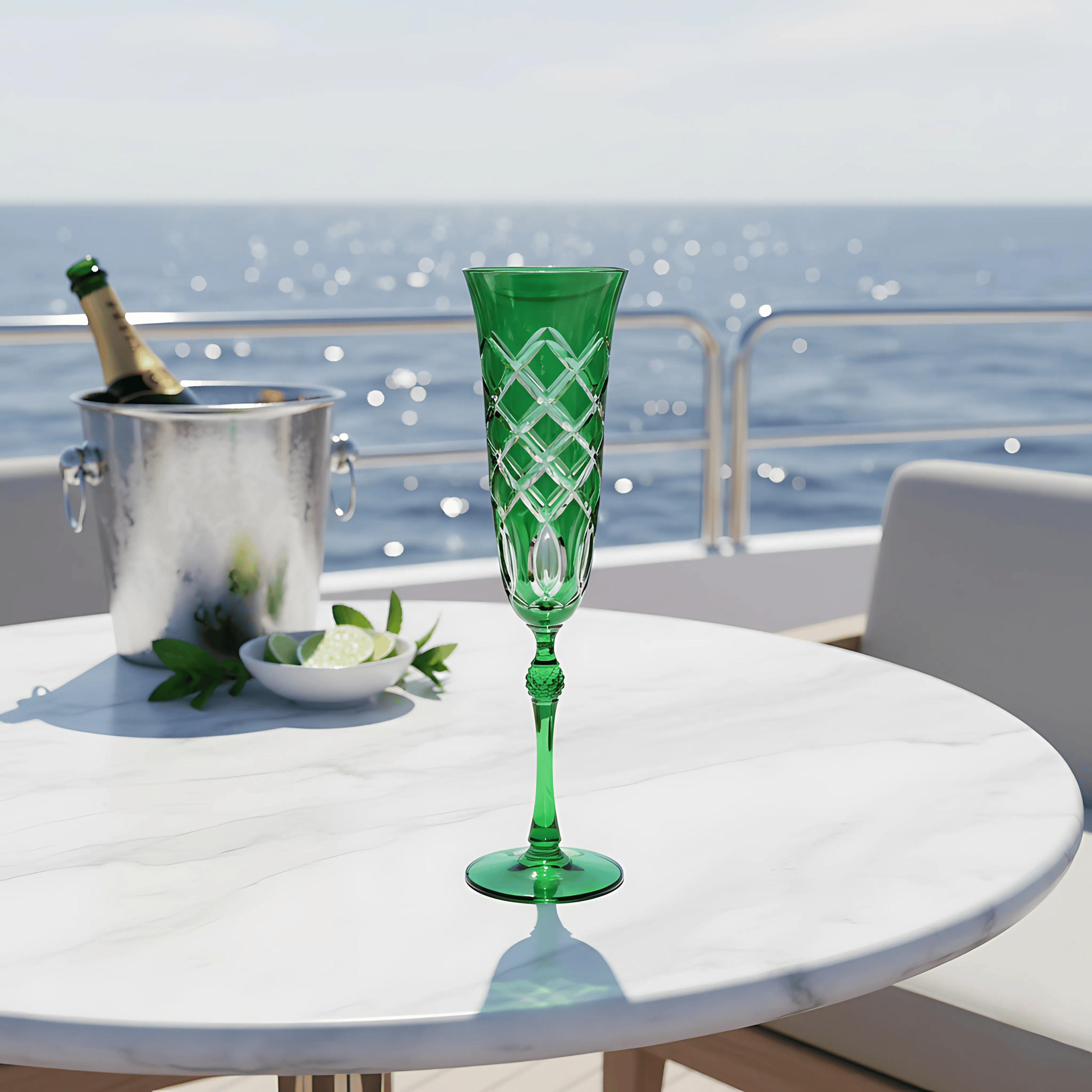 Heritage Champagne Flute - Set Of 2 - Margerie Crystal USA