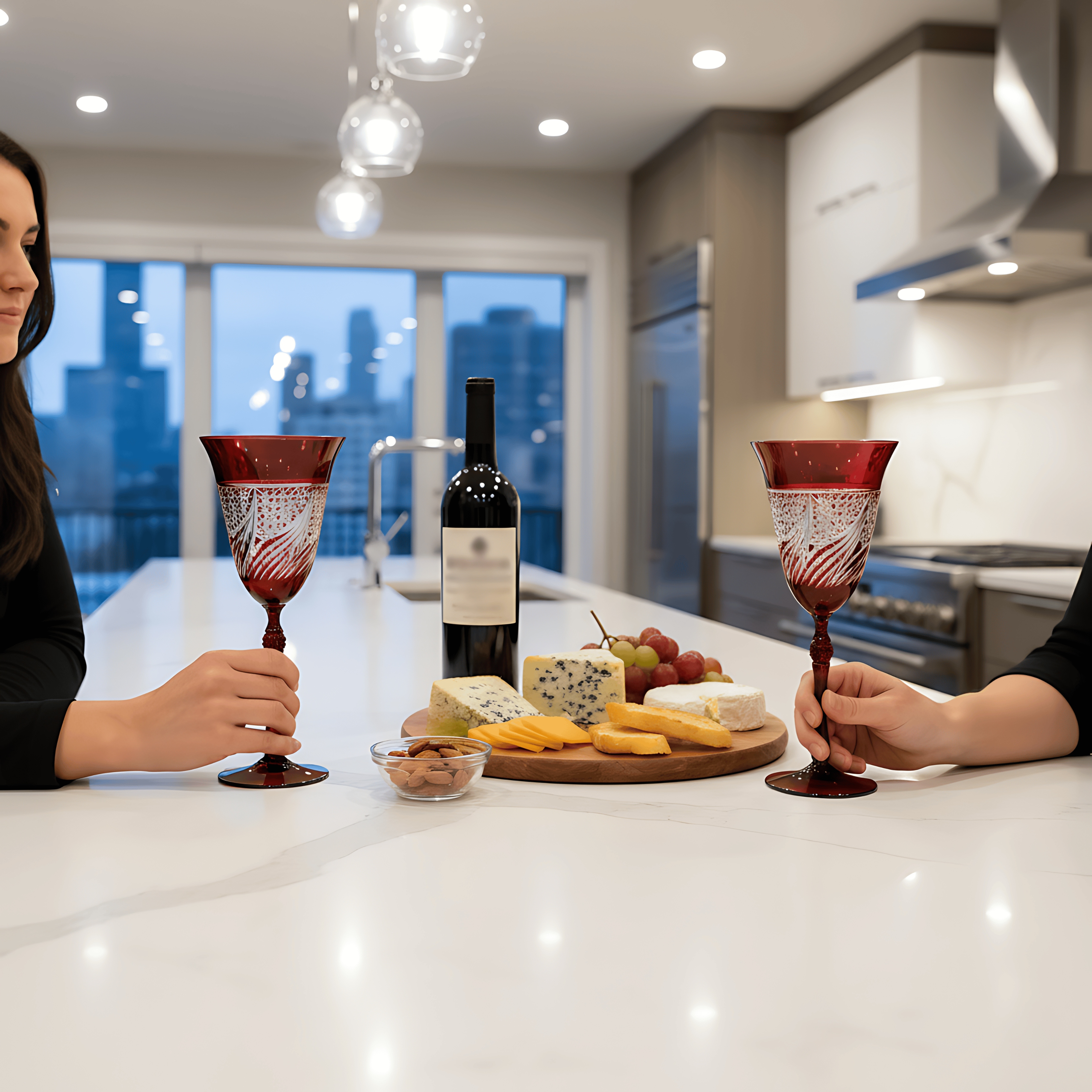 Aurora Wine Glass - Set Of 2 - Margerie Crystal USA