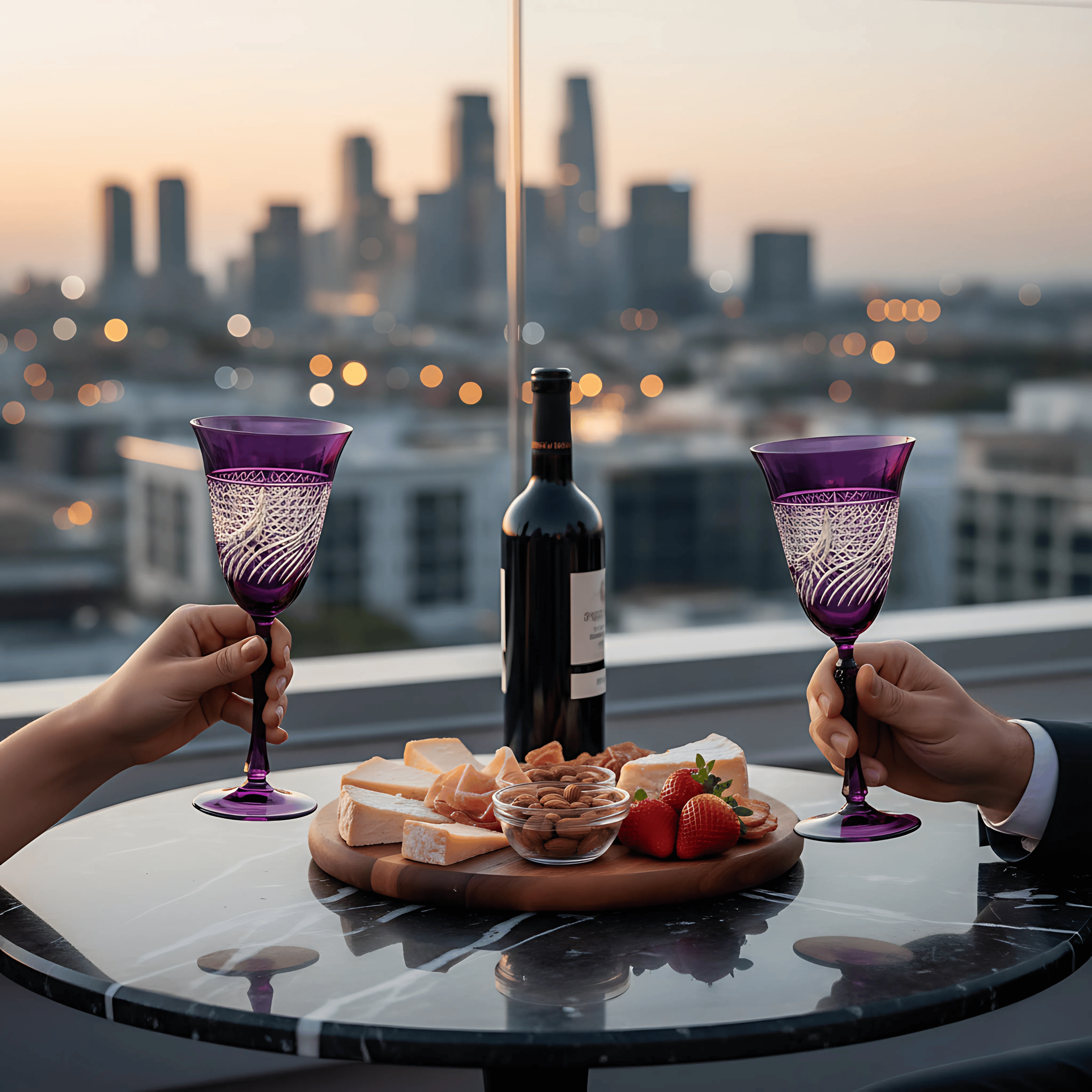 Aurora Wine Glass - Set Of 2 - Margerie Crystal USA