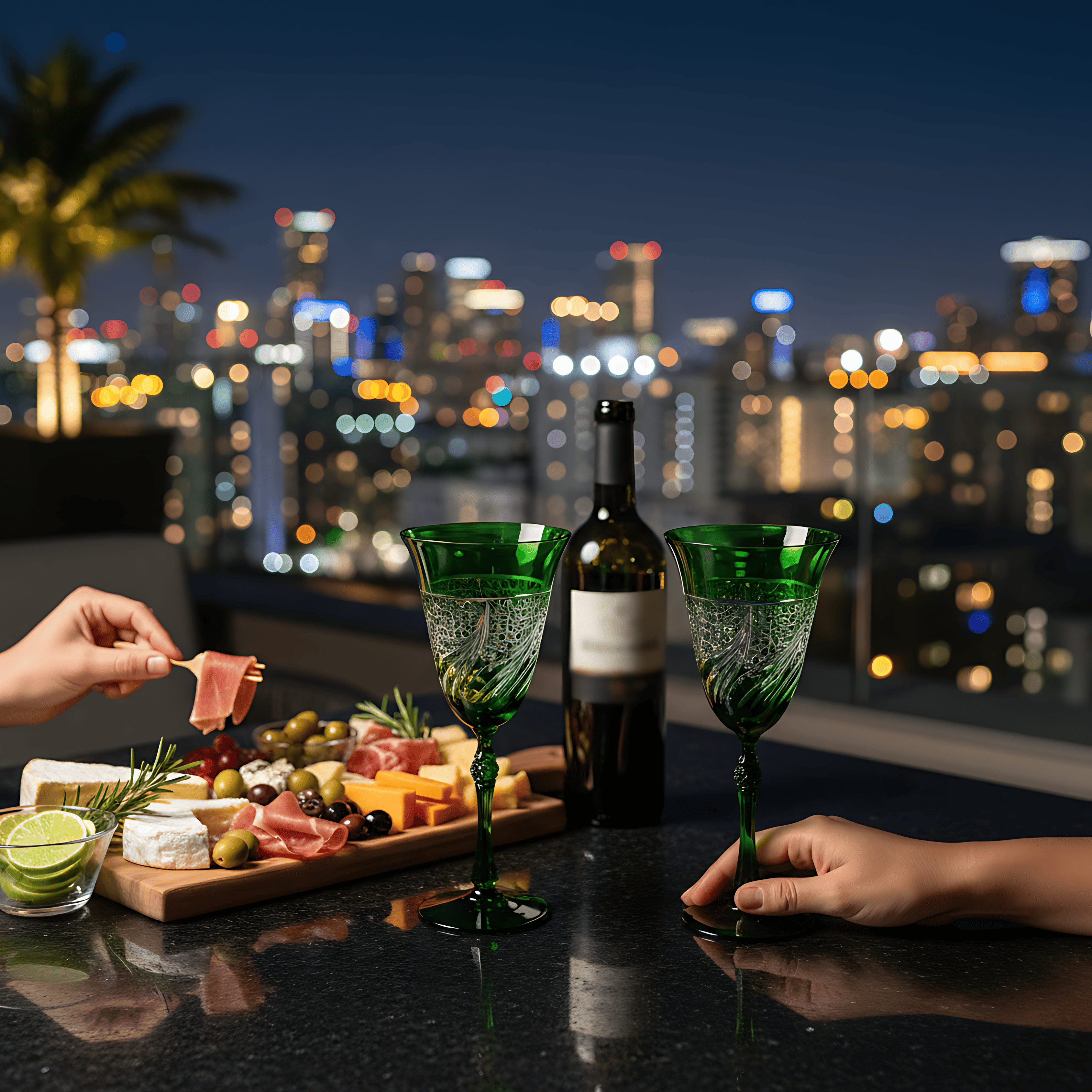 Aurora Wine Glass - Set Of 2 - Margerie Crystal USA