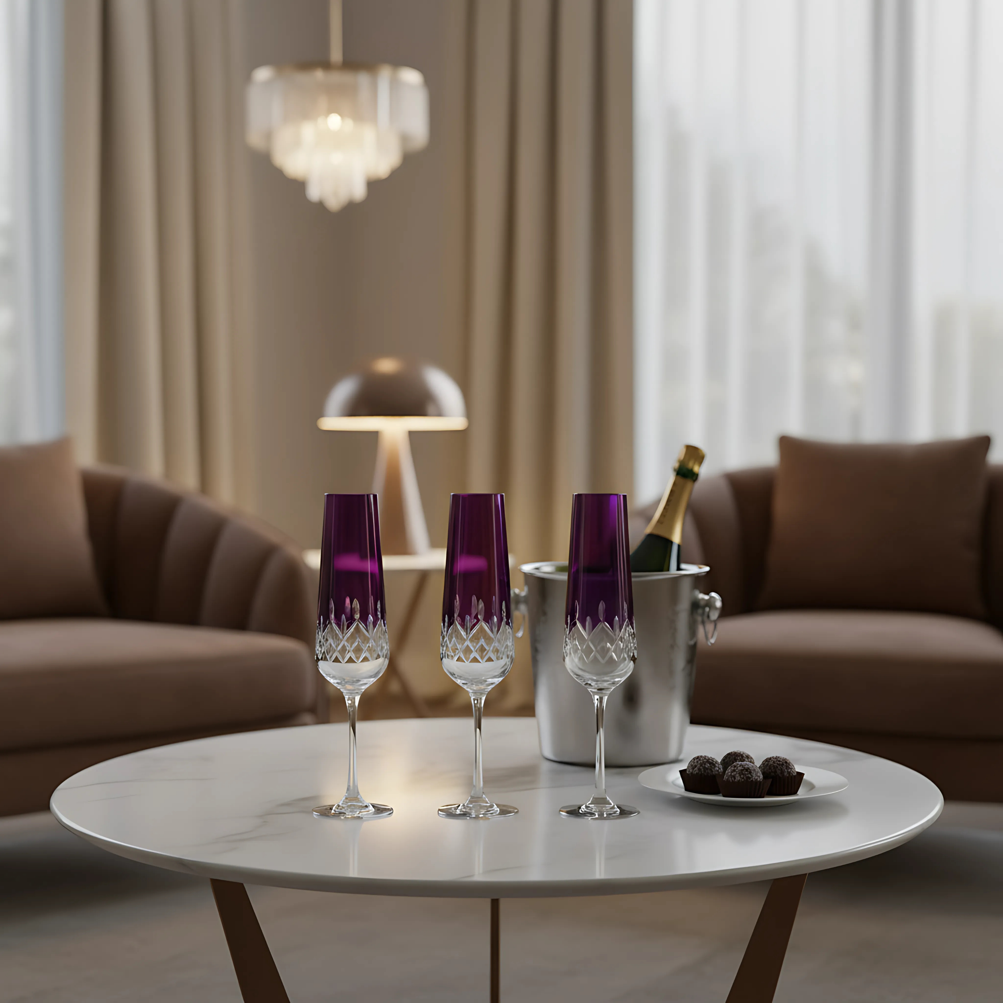 Aria Champagne Flute - Set Of 2 - Margerie Crystal USA