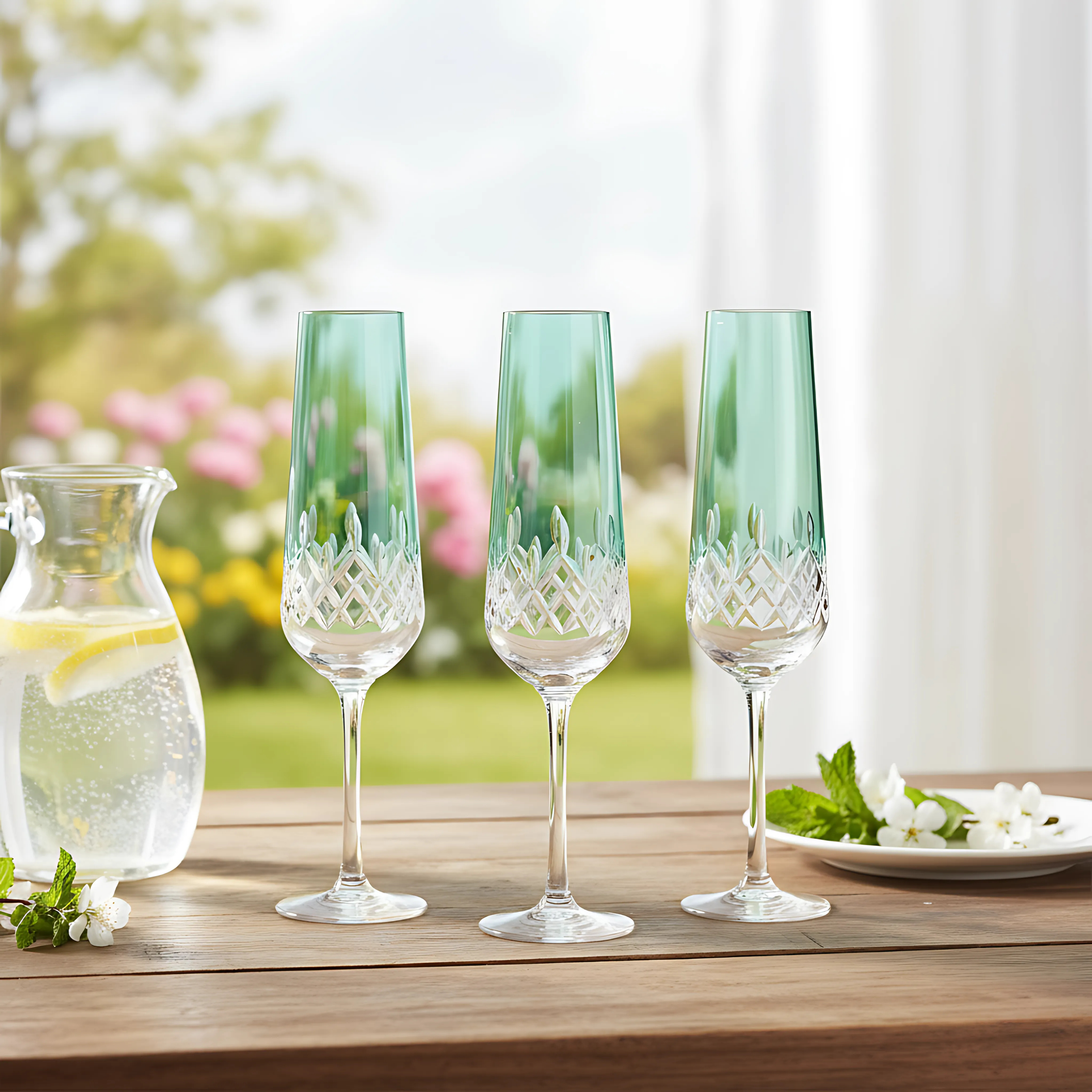 Aria Champagne Flute - Set Of 2 - Margerie Crystal USA