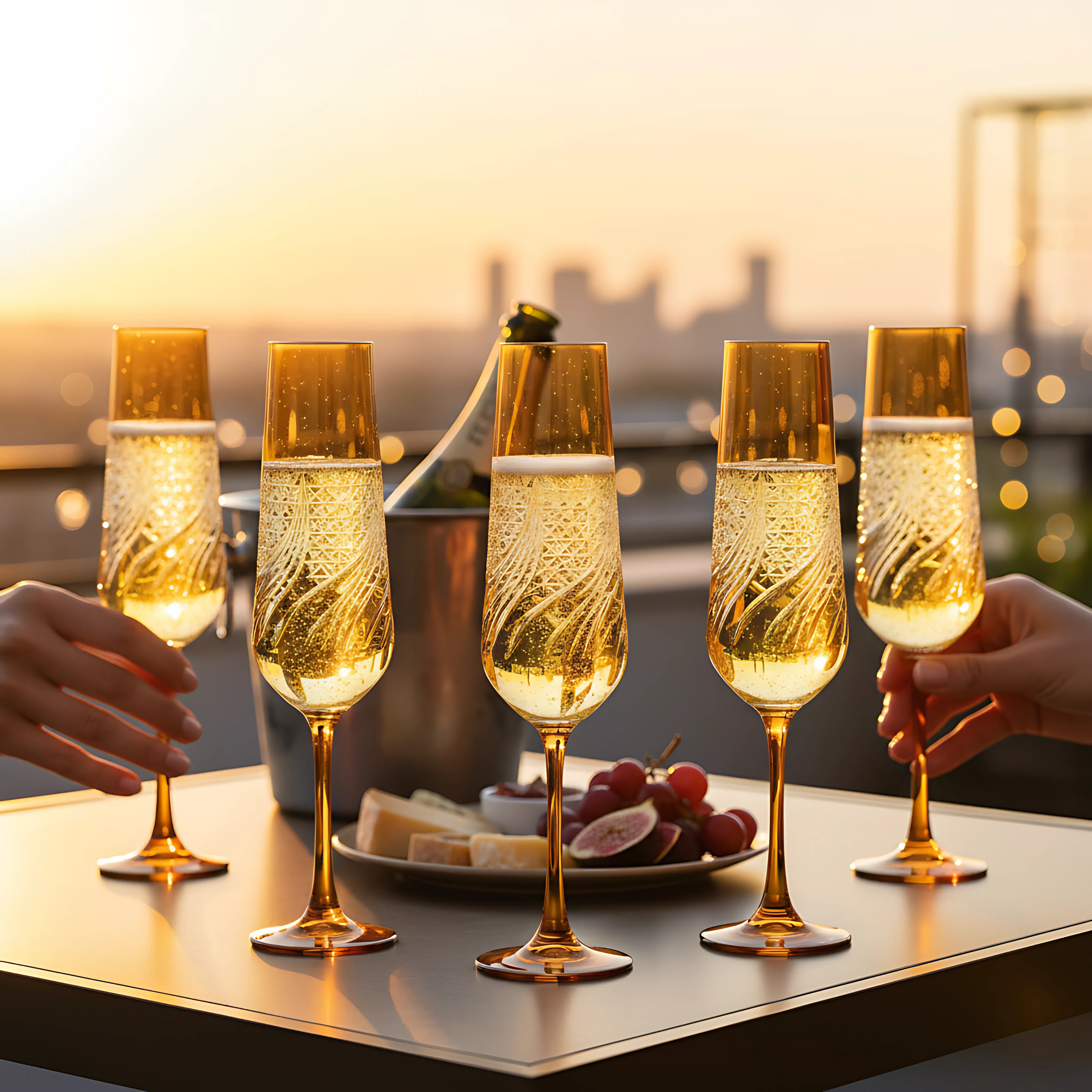 Aurora Champagne Flute - Set Of 2 - Margerie Crystal USA