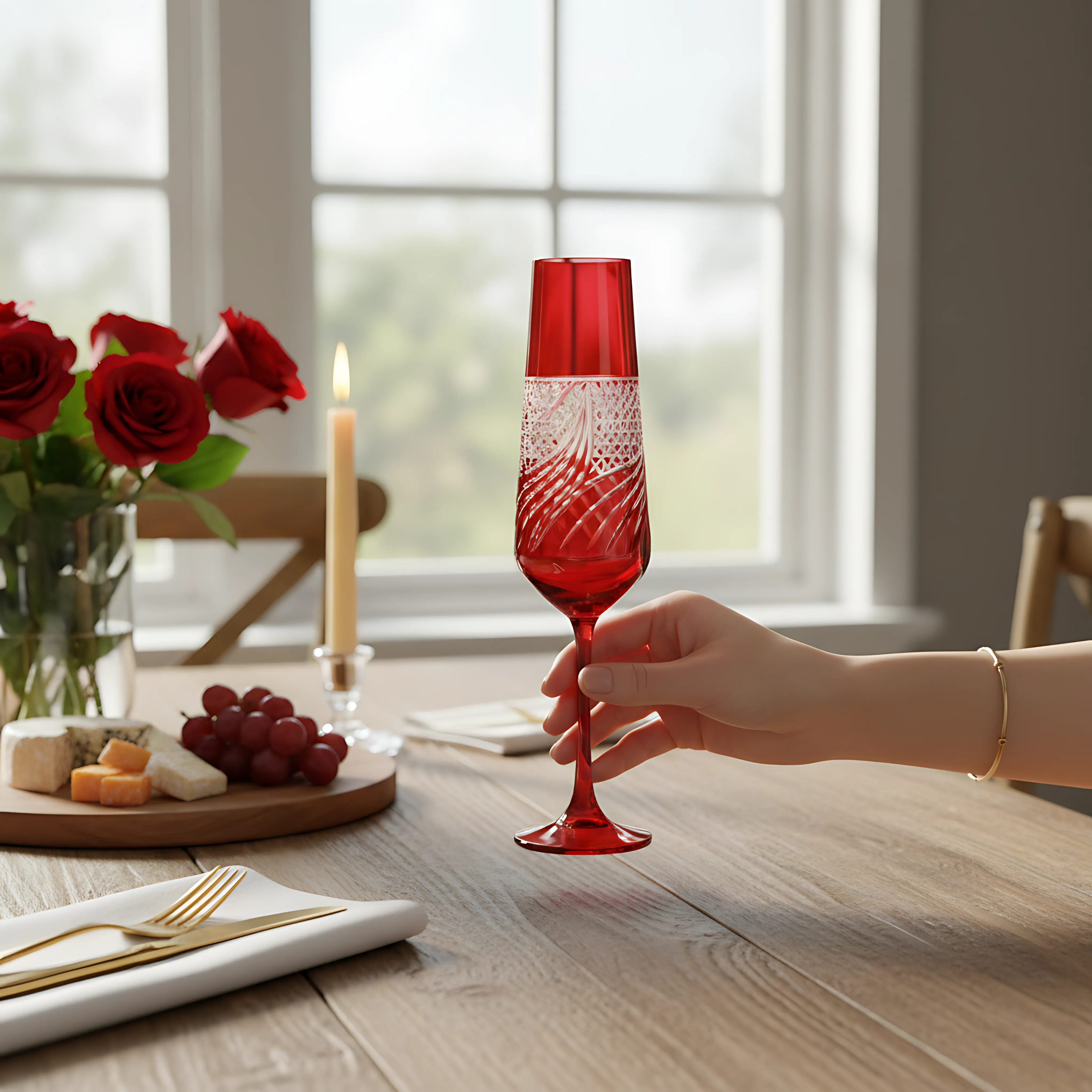 Aurora Champagne Flute - Set Of 2 - Margerie Crystal USA