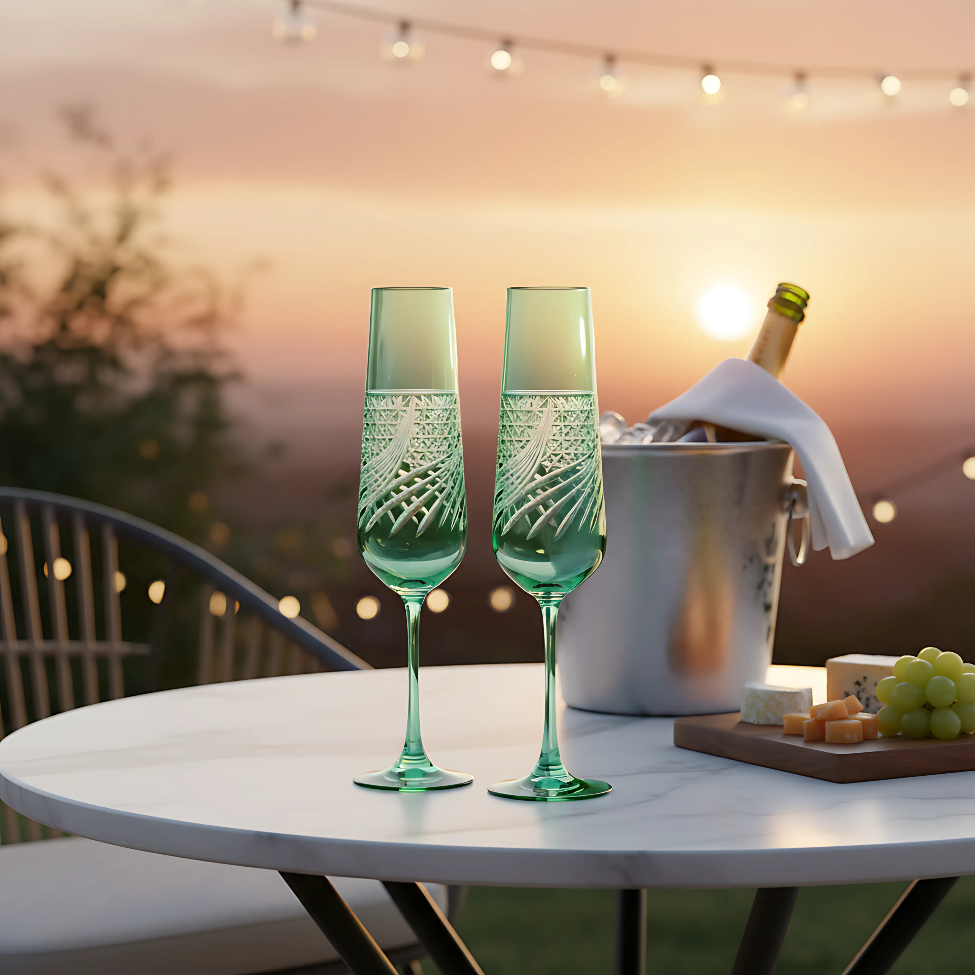 Aurora Champagne Flute - Set Of 2 - Margerie Crystal USA