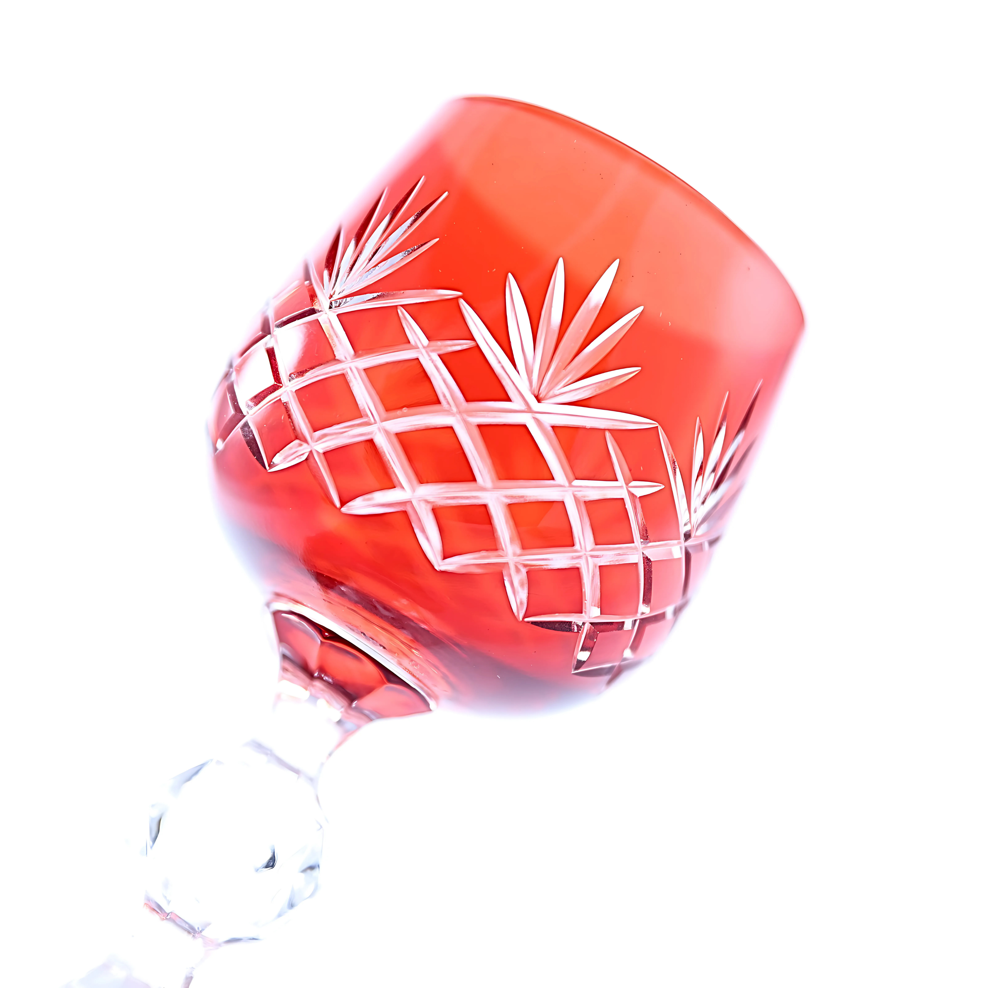 Ara Cut Crystal Small Wine Goblet - Set Of 2 - Margerie Crystal USA