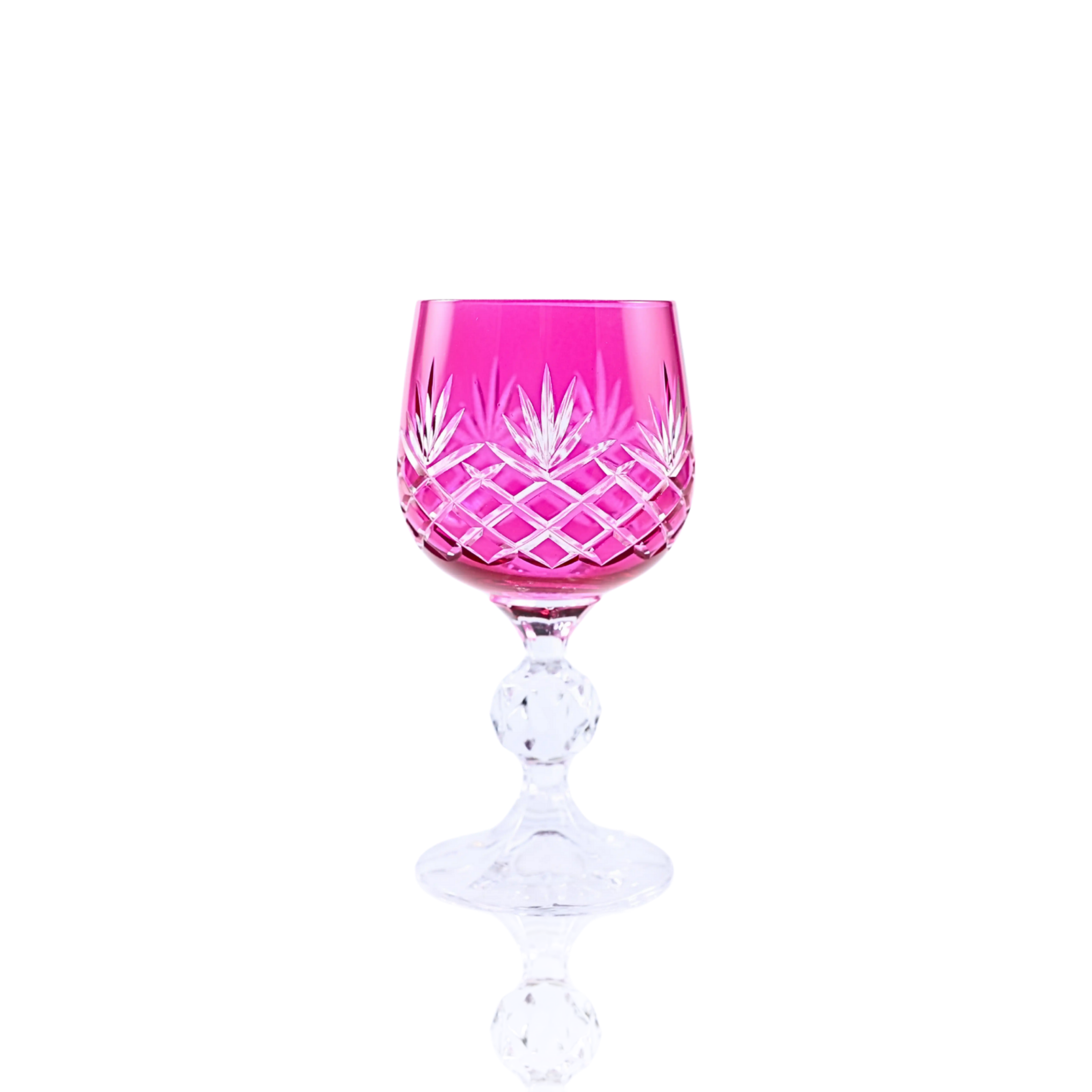 Ara Cut Crystal Small Wine Goblet - Set Of 2 - Margerie Crystal USA