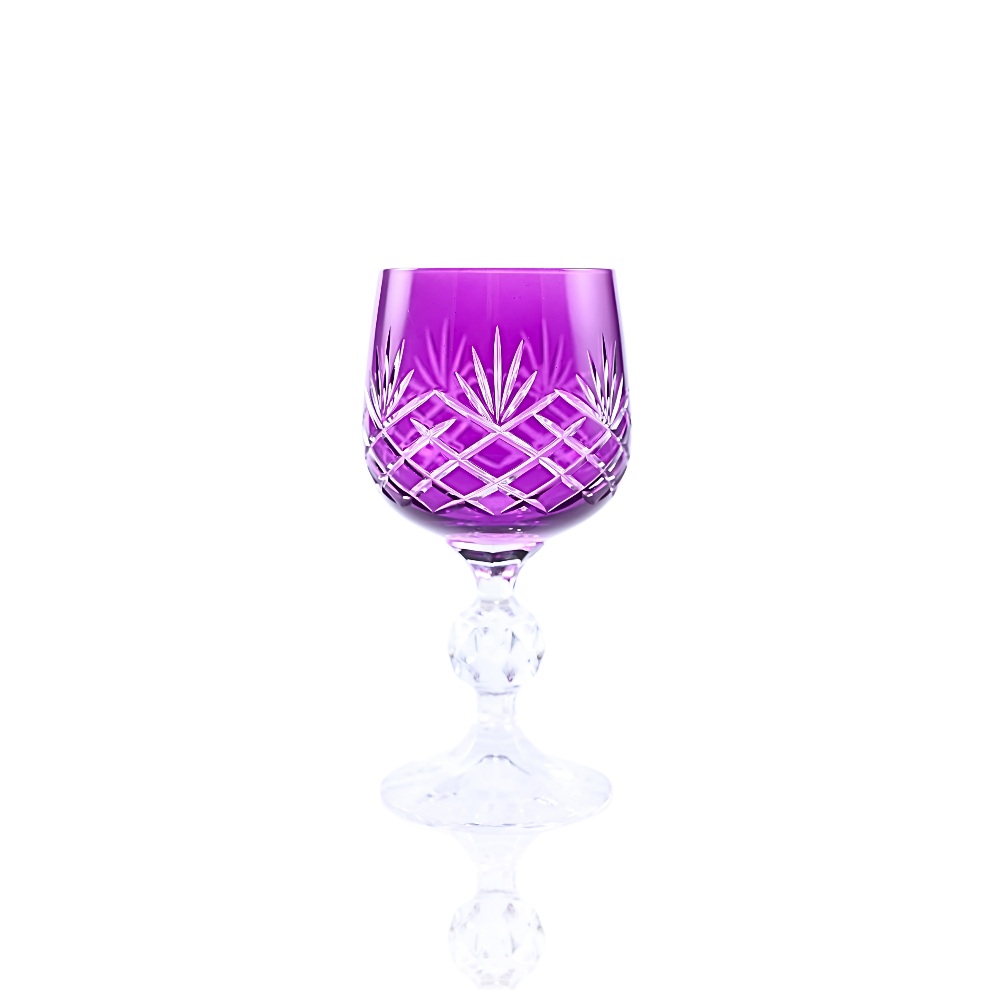 Ara Cut Crystal Small Wine Goblet - Set Of 2 - Margerie Crystal USA