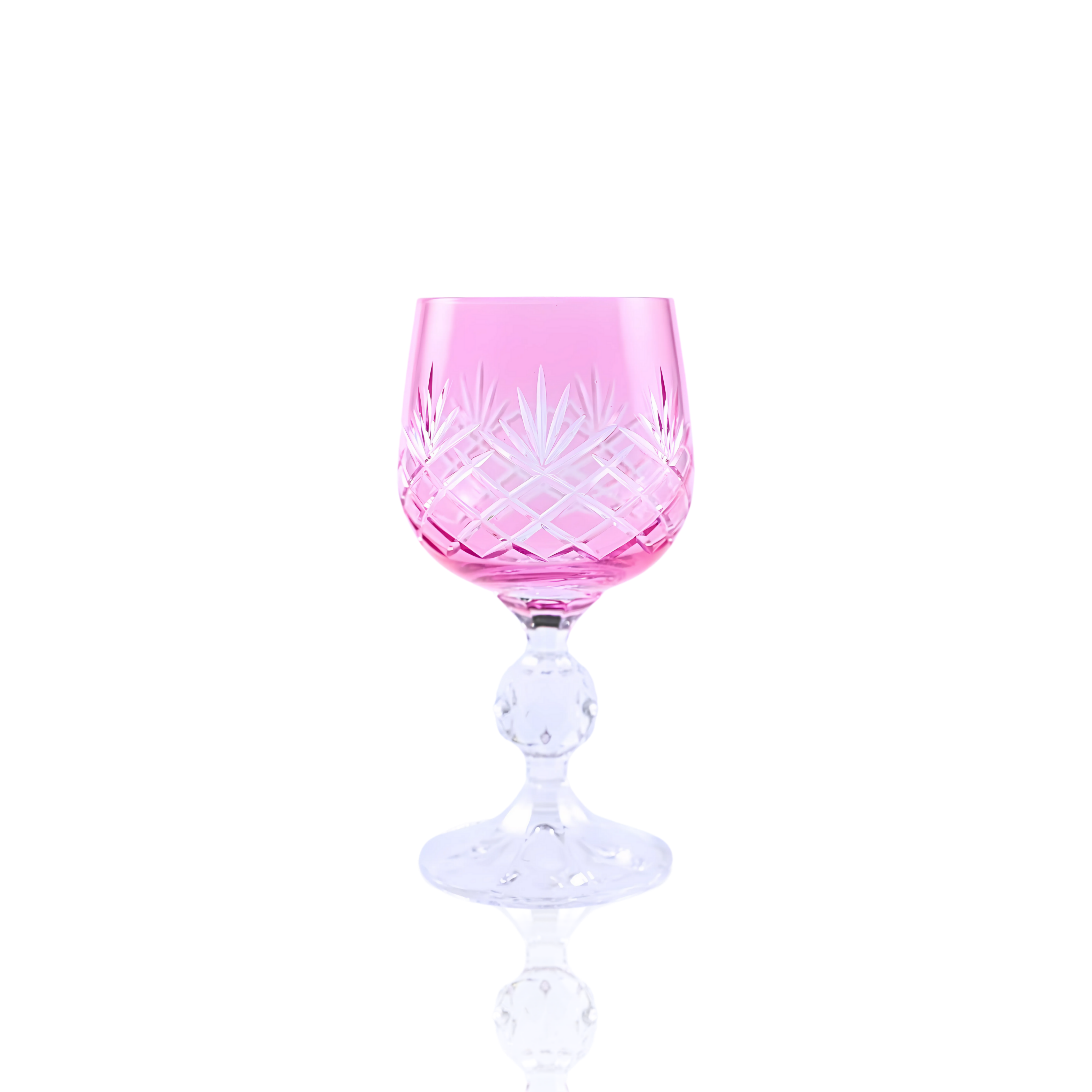 Ara Cut Crystal Small Wine Goblet - Set Of 2 - Margerie Crystal USA